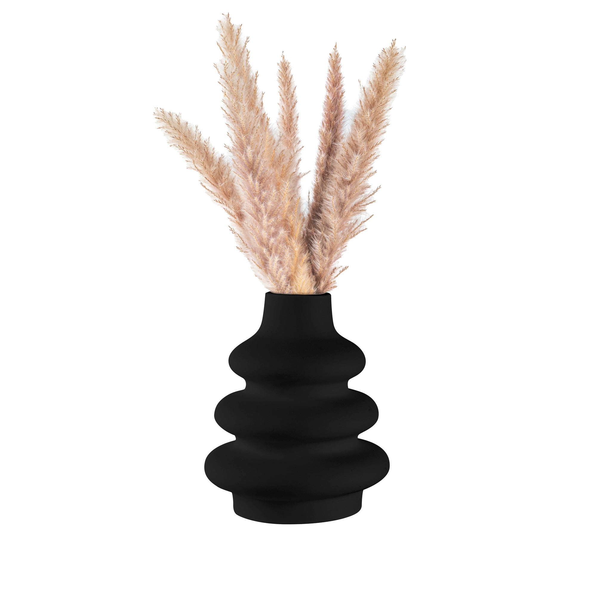 Table Art Black Ceramic Stacked Vase - 6 3/4'' x 6 3/4'' x 8'' - 1 count box