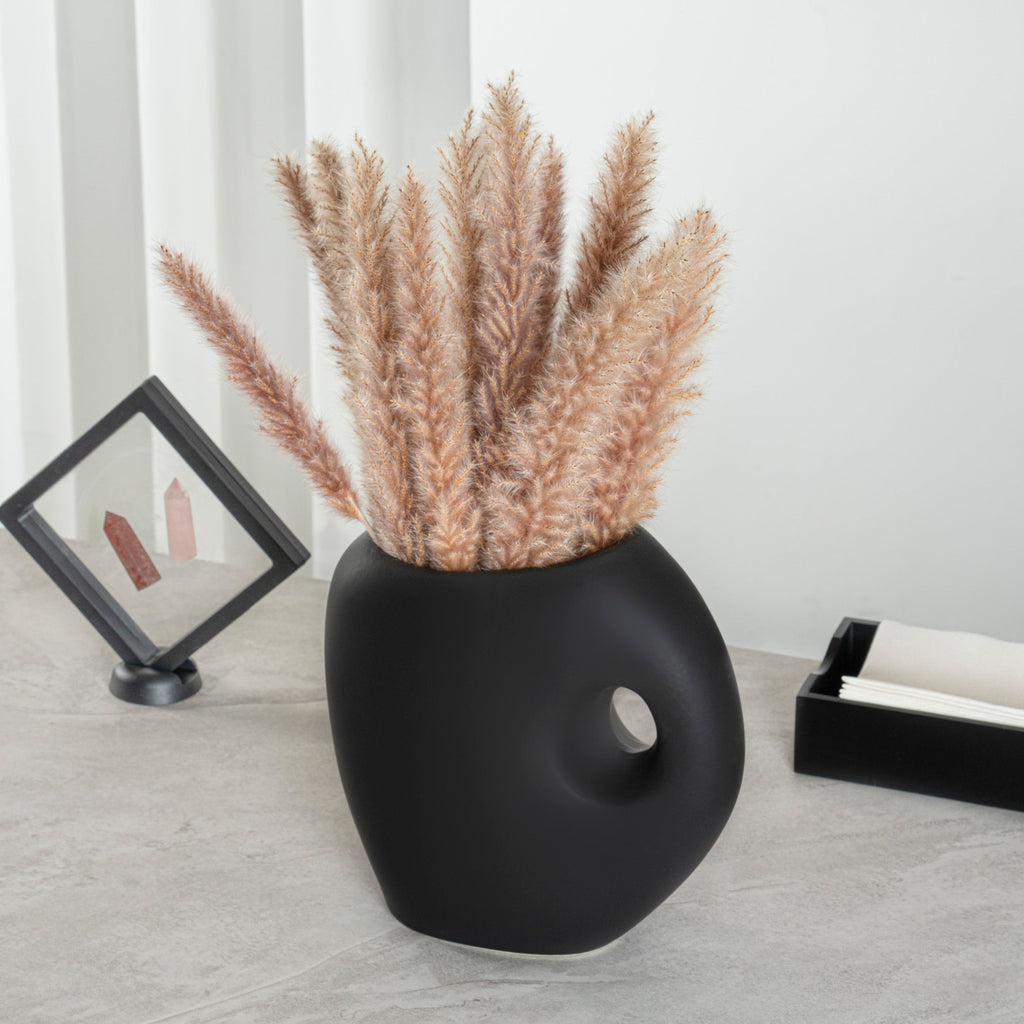 Table Art Black Ceramic Jug Vase - 8 3/4'' x 4 1/2'' x 9 1/2'' - 1 count box