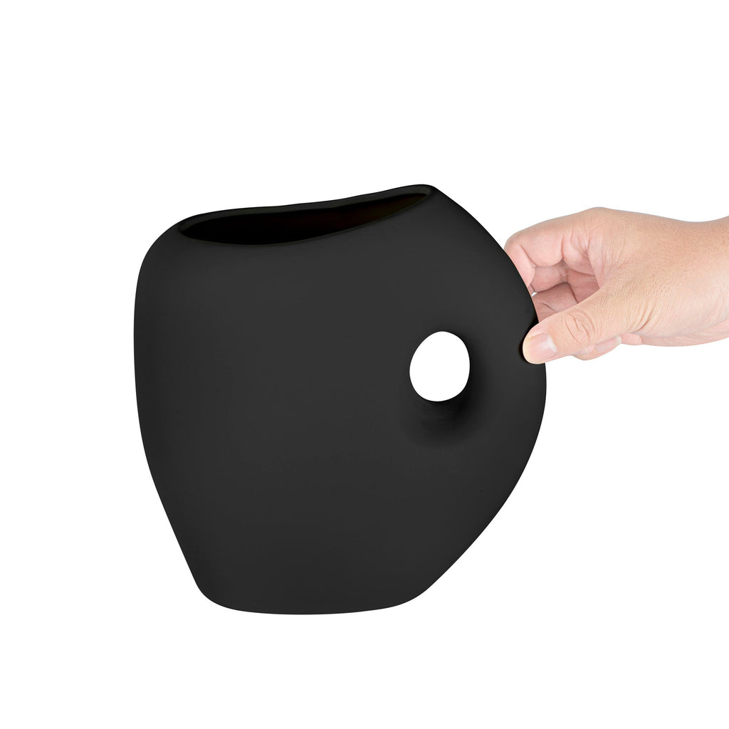 Table Art Black Ceramic Jug Vase - 8 3/4'' x 4 1/2'' x 9 1/2'' - 1 count box