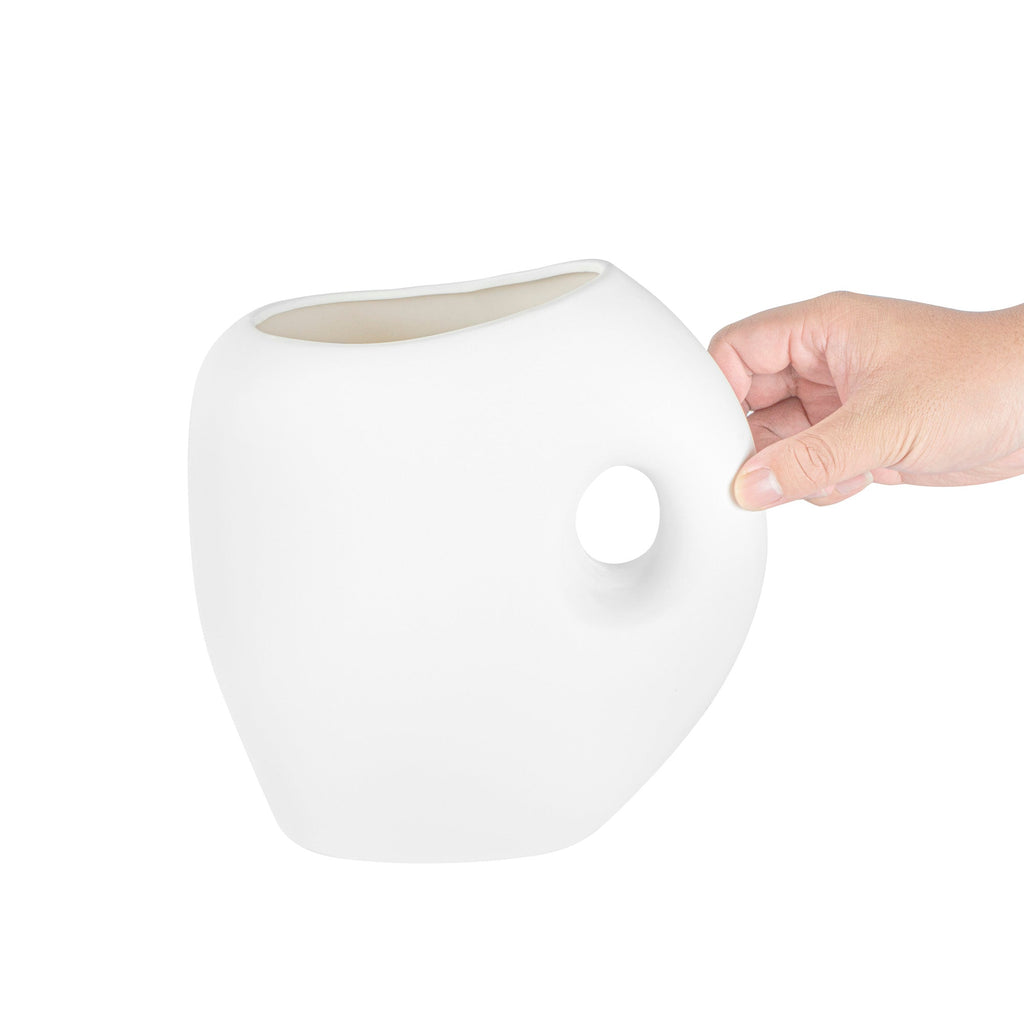 Table Art White Ceramic Jug Vase - 8 3/4'' x 4 1/2'' x 9 1/2'' - 1 count box