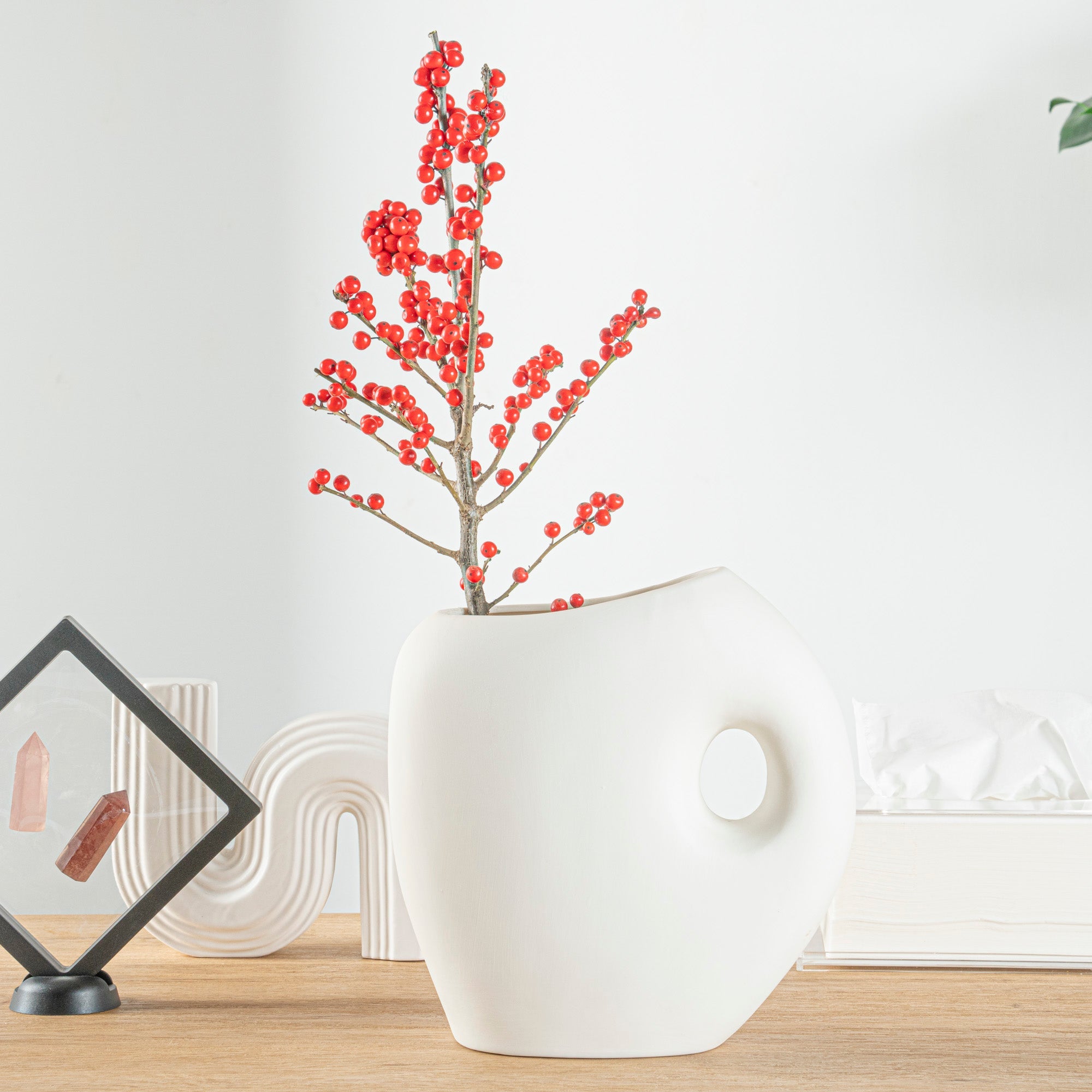 Table Art White Ceramic Jug Vase - 8 3/4'' x 4 1/2'' x 9 1/2'' - 1 count box