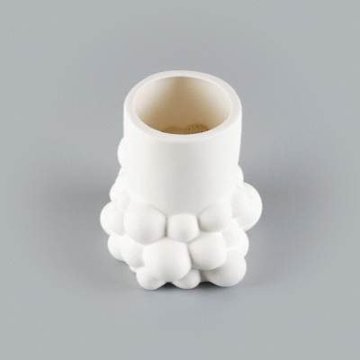 Table Art White Ceramic Cylinder Bubble Vase - 6'' x 5 3/4'' x 6 1/2'' - 1 count box