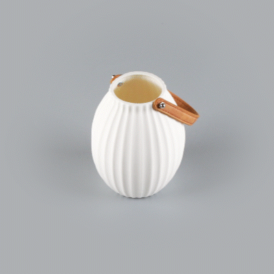 Table Art White Porcelain Lantern / Vase - with Handle - 5'' x 5'' x 6 1/2'' - 1 count box