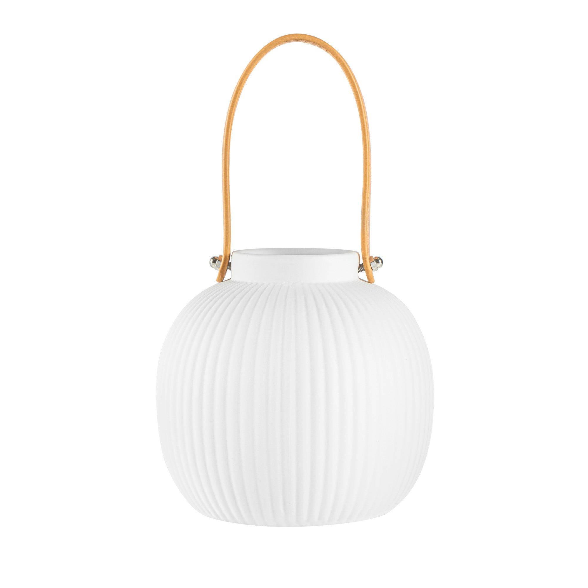 Table Art White Porcelain Lantern / Vase - with Handle - 6'' x 6'' x 5 3/4'' - 1 count box