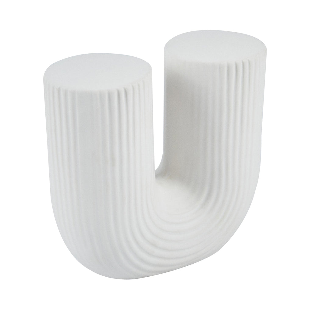 Table Art White Ceramic U-Shaped Vase - 5 3/4'' x 2 3/4'' x 5 1/2'' - 1 count box