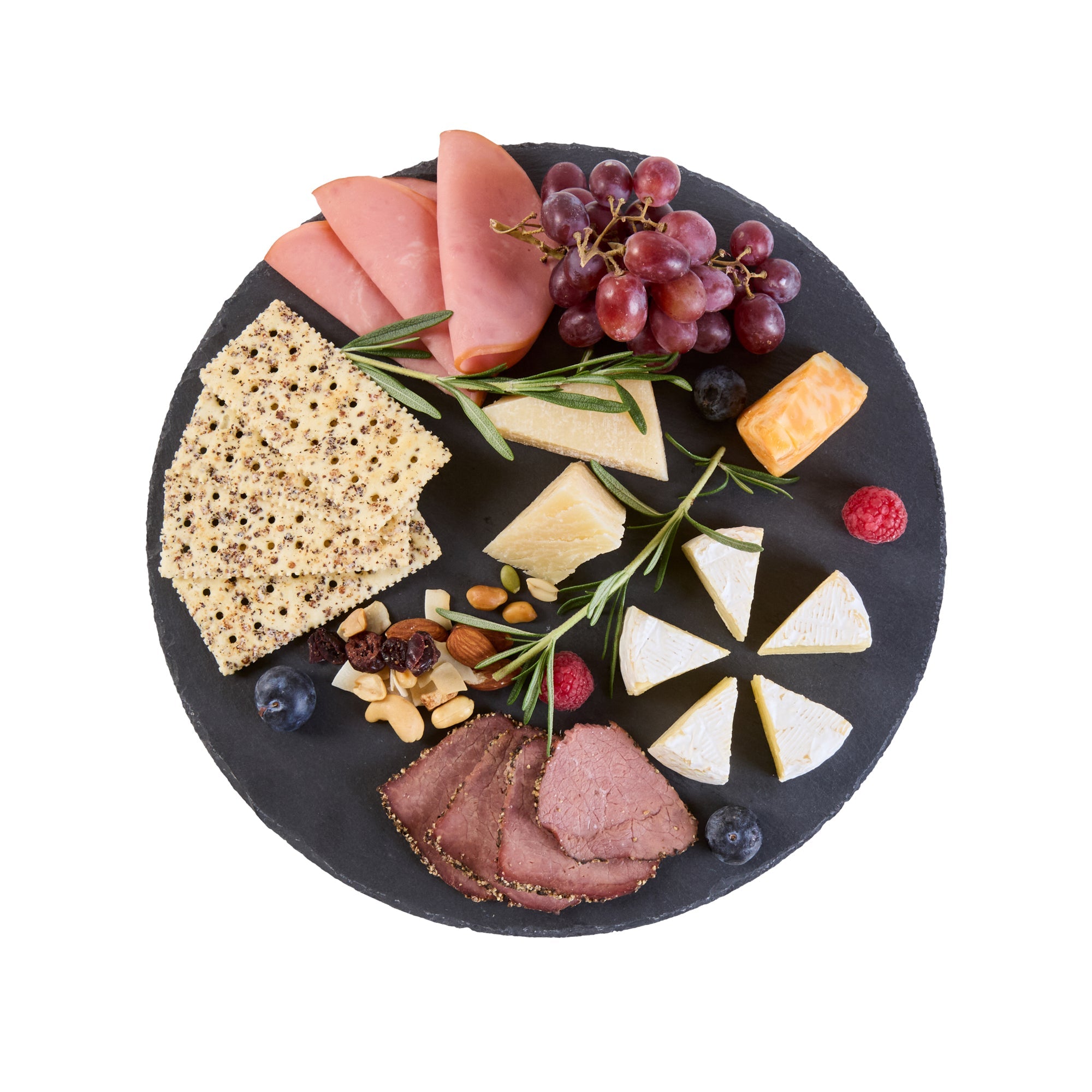 Stone Tek Round Black Slate Serving Tray - 11 3/4" x 11 3/4" - 4 count box