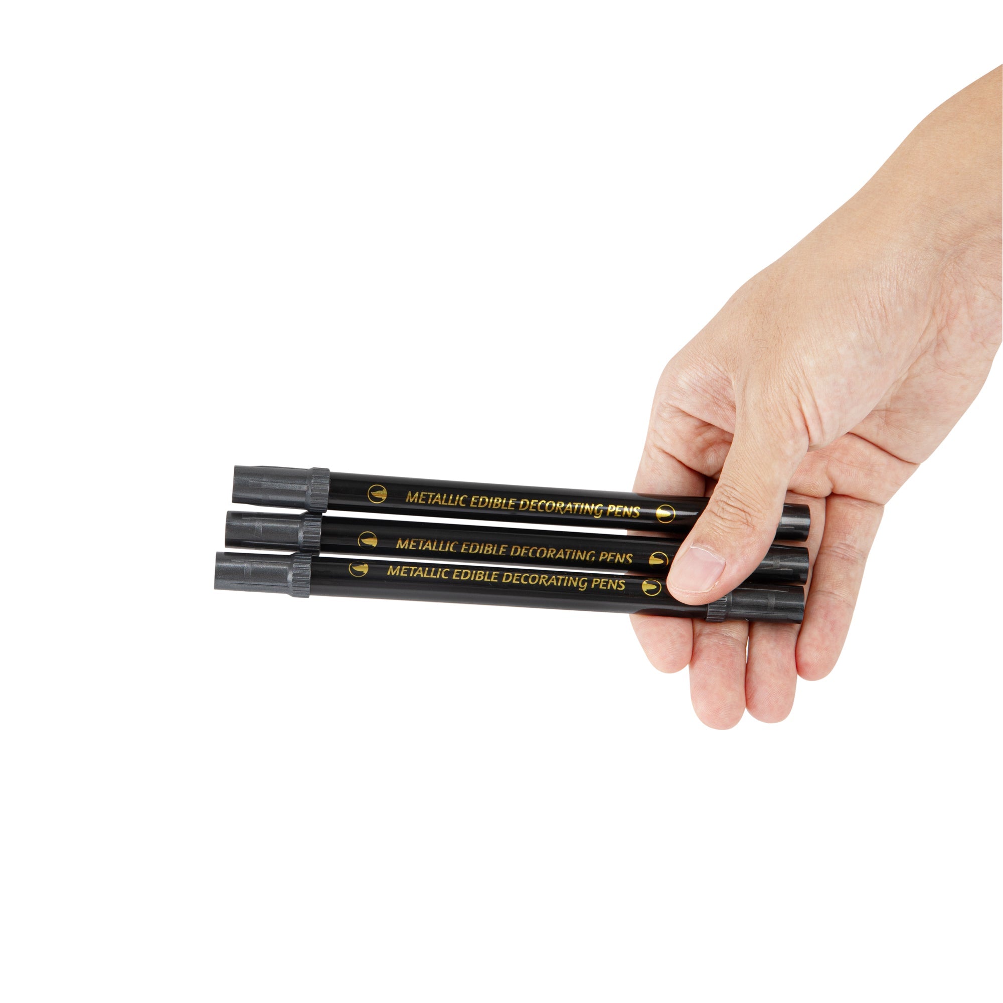 Pastry Tek Dual-Tip Metallic 3 Black Food Decorating Pen Set - 1 count box
