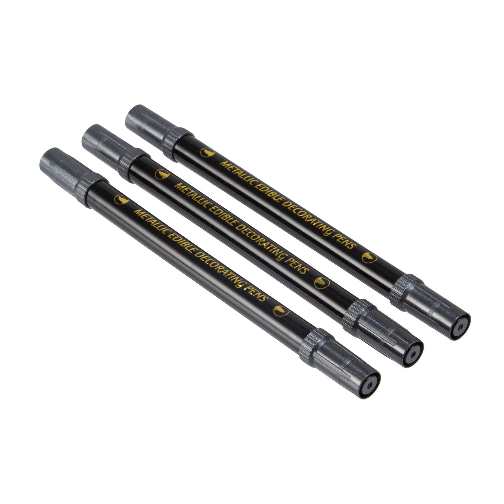 Pastry Tek Dual-Tip Metallic 3 Black Food Decorating Pen Set - 1 count box