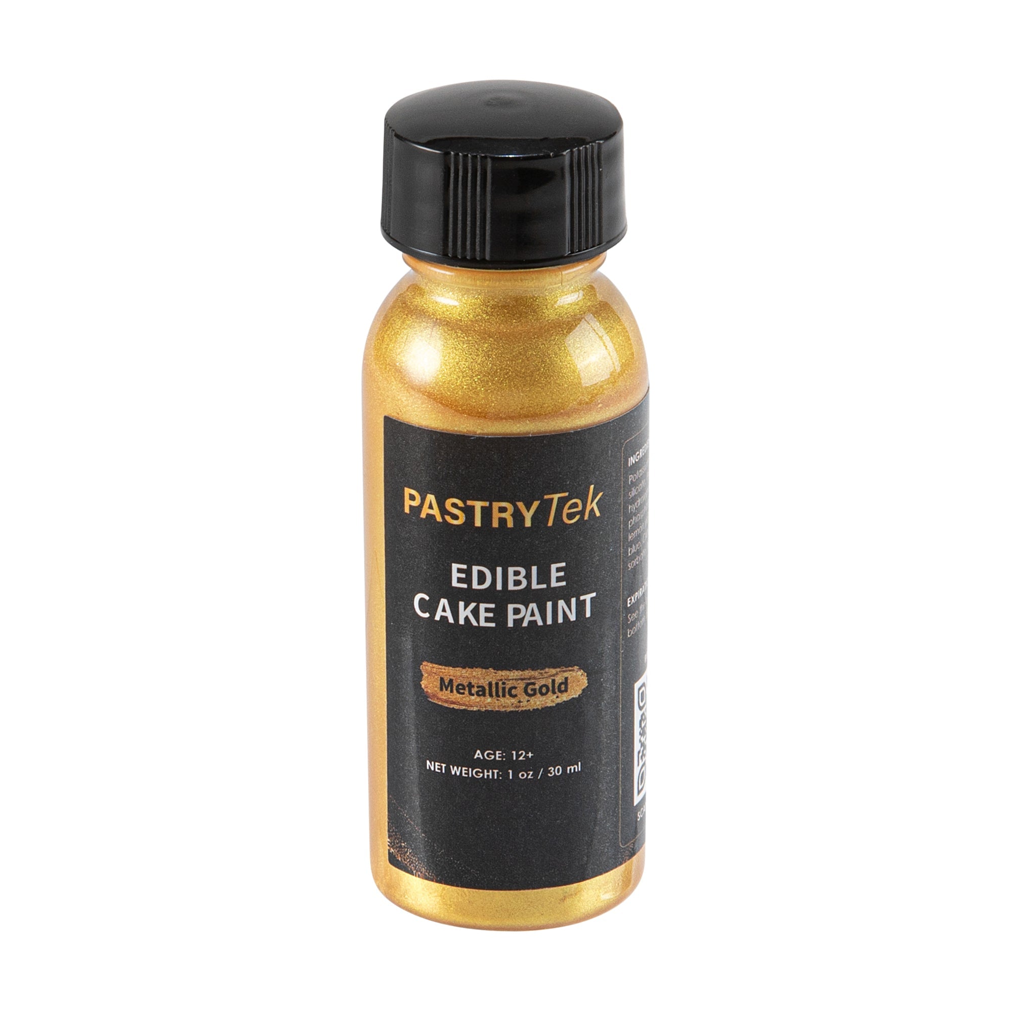Pastry Tek 1 oz Metallic Gold Edible Food Coloring / Cake Paint - with Brush - 1 count box