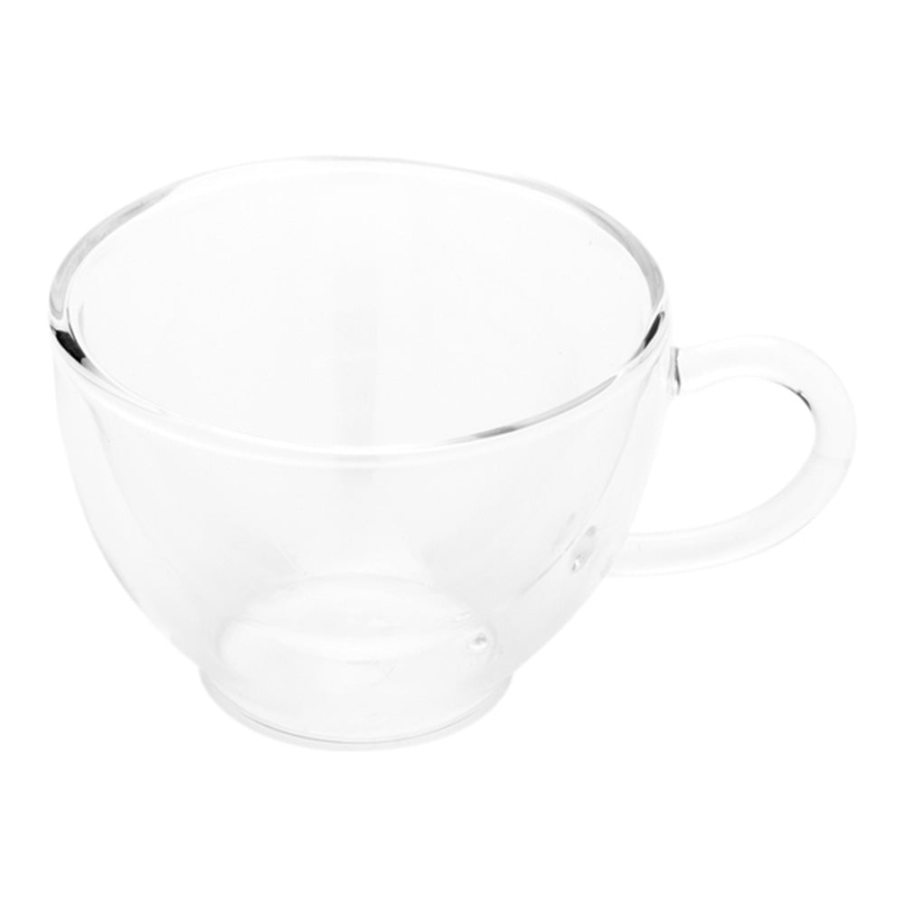 Forma Professional 6 oz Round Glass Cafe Cup - Double Wall, with Handle - 3 1/2" x 3 1/2" x 2 1/2" - 10 count box