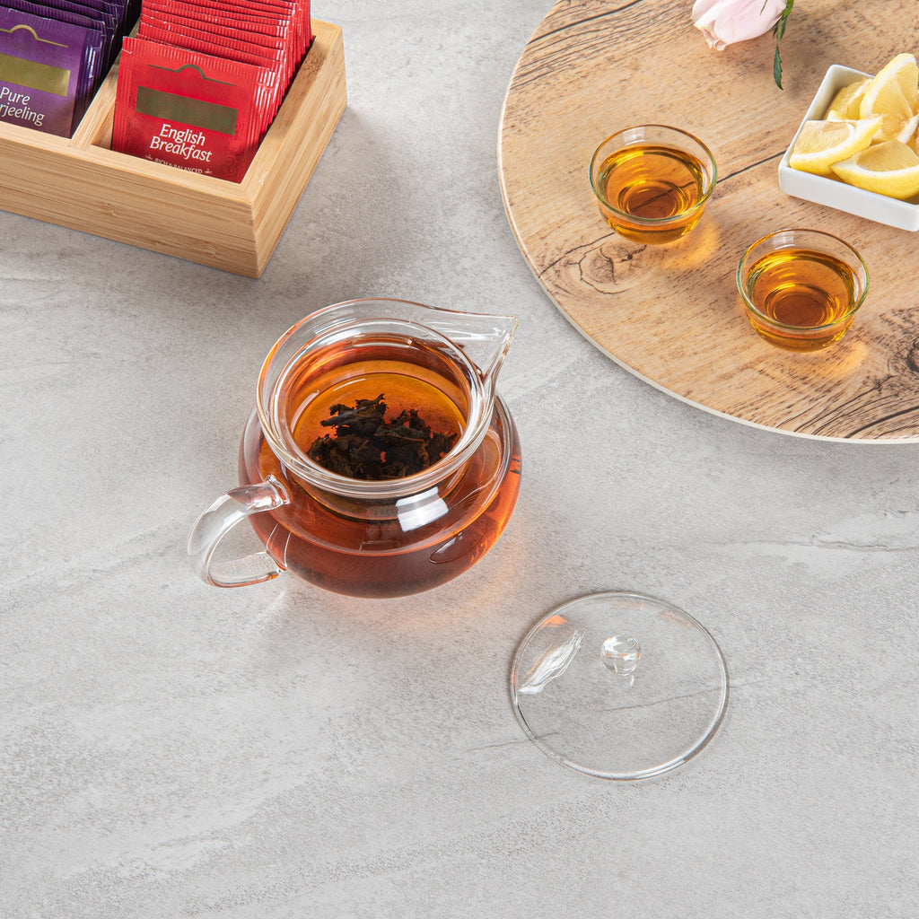 Forma Professional 17 oz Round Glass Teapot - Double Wall - 5 1/4" x 5 1/4" x 5" - 1 count box