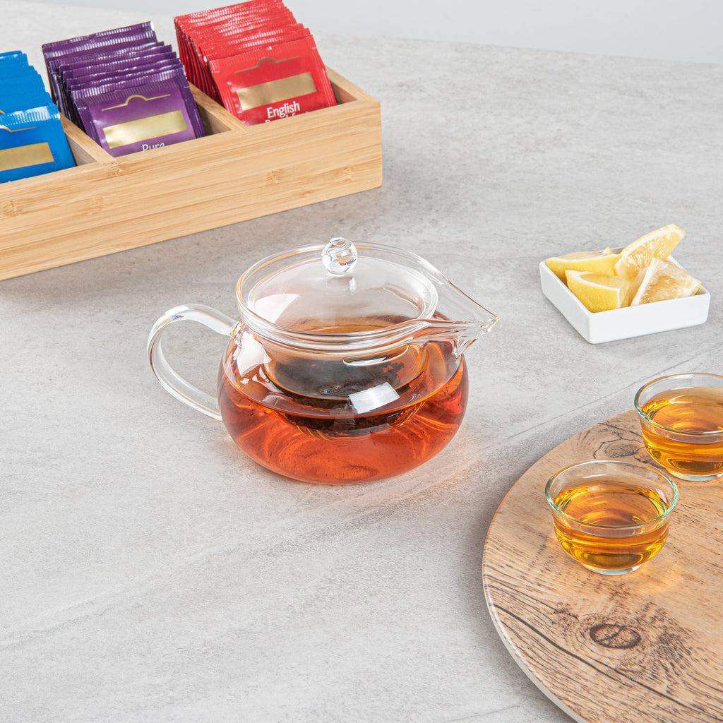 Forma Professional 17 oz Round Glass Teapot - Double Wall - 5 1/4" x 5 1/4" x 5" - 1 count box