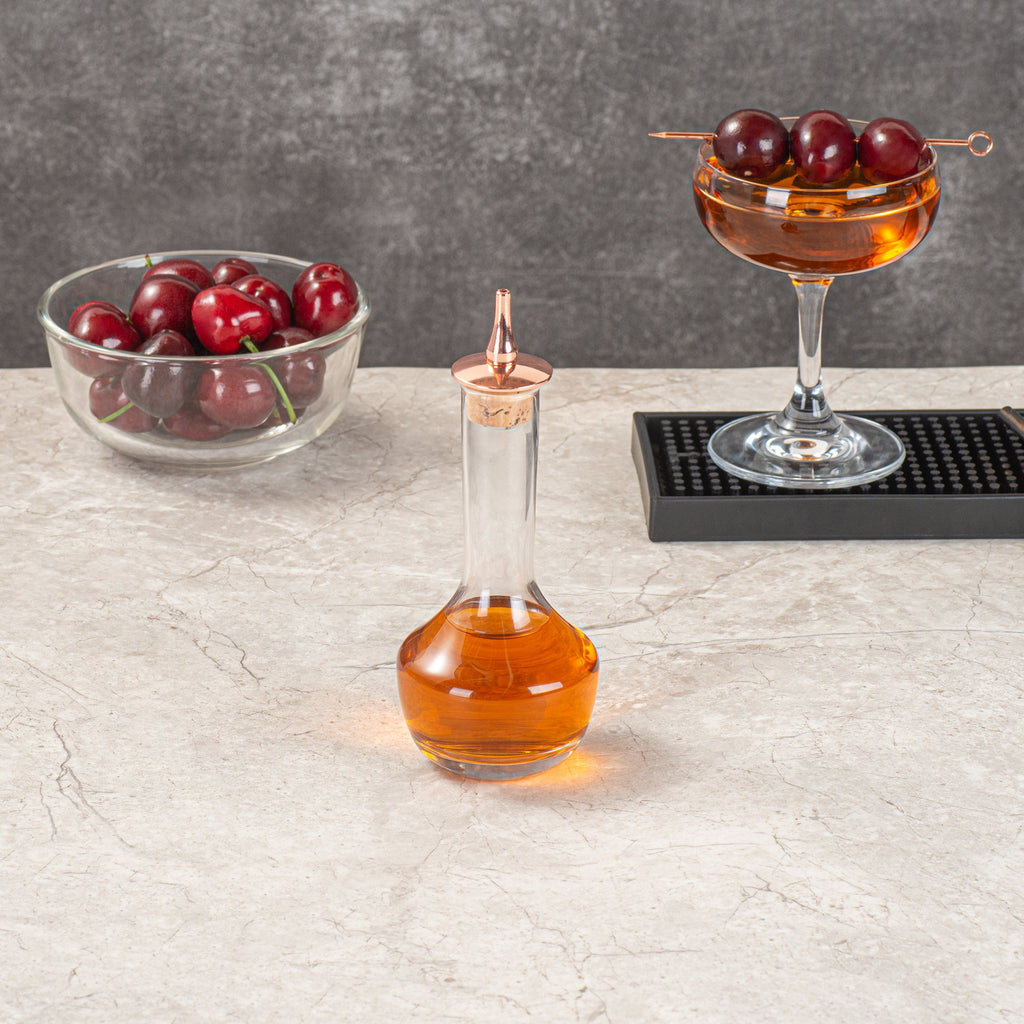 Bar Lux 4 oz Glass Modern Style Bitters Bottle - Copper-Plated Dasher - 5 3/4" x 2 3/4" x 2 3/4" - 1 count box