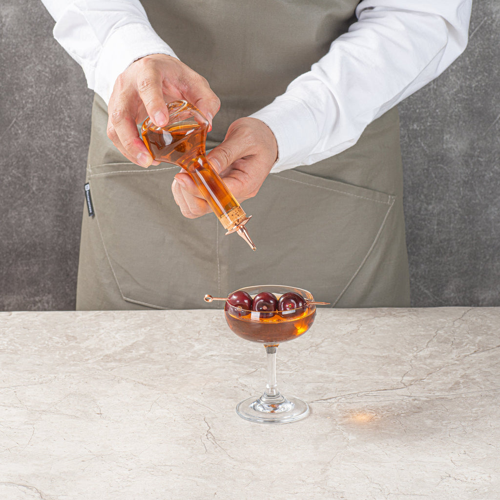 Bar Lux 4 oz Glass Modern Style Bitters Bottle - Copper-Plated Dasher - 5 3/4" x 2 3/4" x 2 3/4" - 1 count box