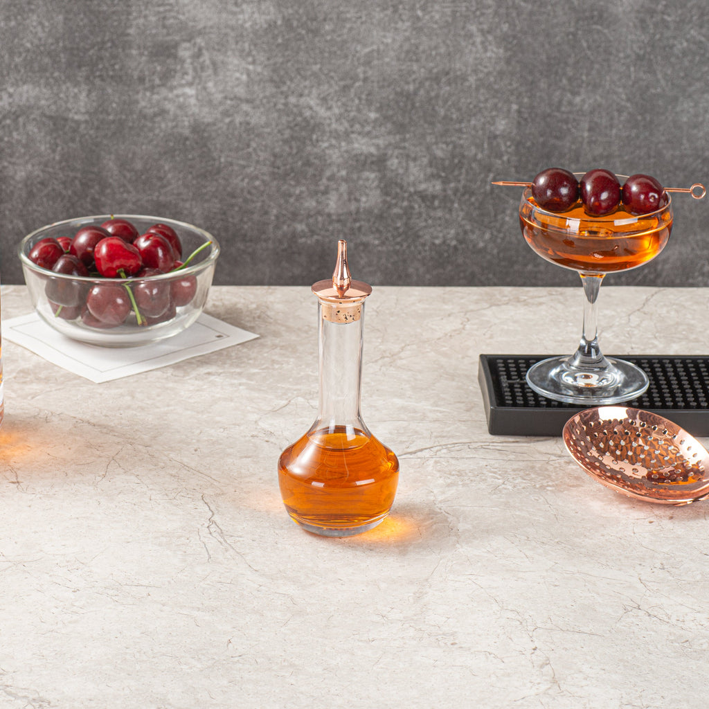 Bar Lux 4 oz Glass Modern Style Bitters Bottle - Copper-Plated Dasher - 5 3/4" x 2 3/4" x 2 3/4" - 1 count box