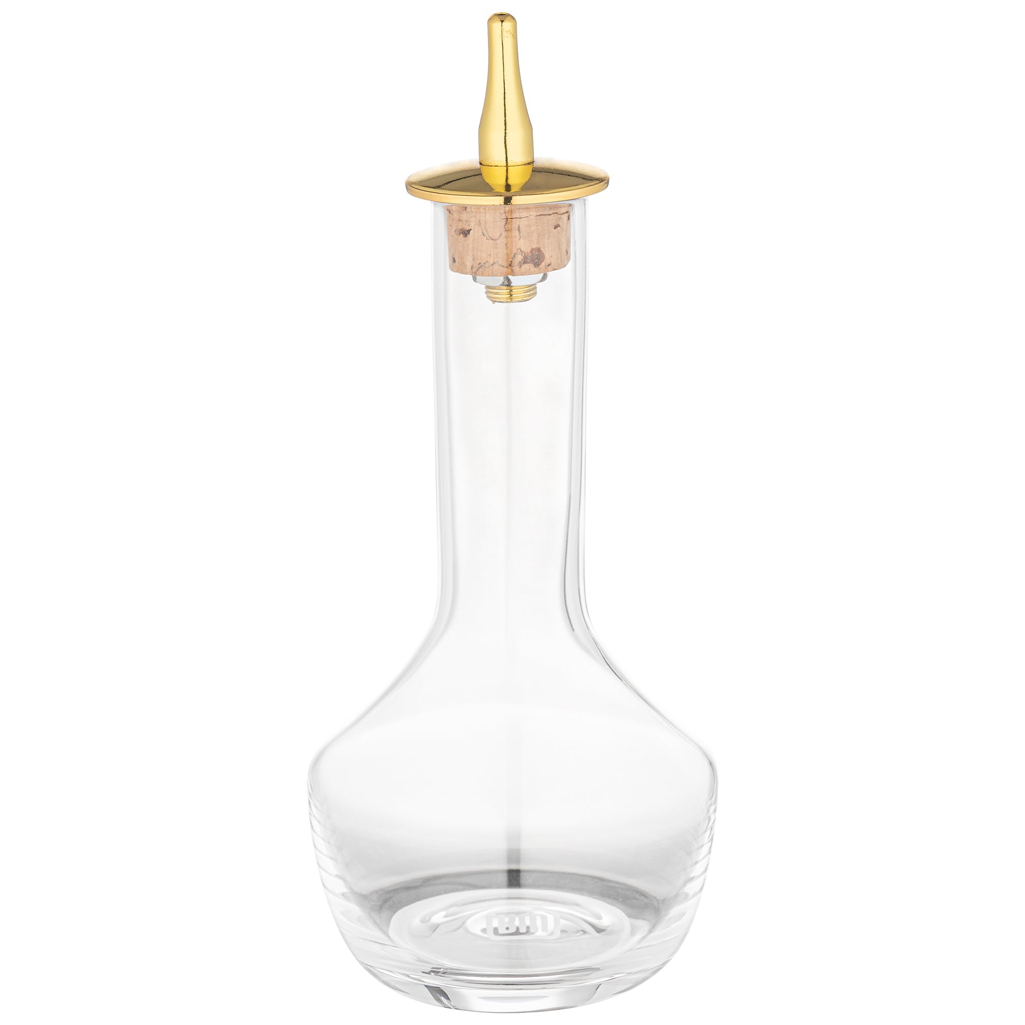 Bar Lux 4 oz Glass Modern Style Bitters Bottle - Gold-Plated Dasher - 5 3/4" x 2 3/4" x 2 3/4" - 1 count box