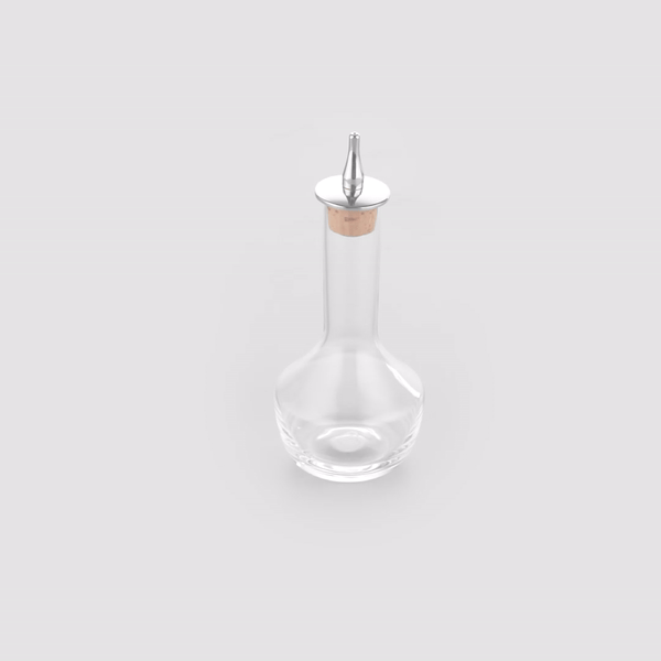 Bar Lux 4 oz Glass Modern Style Bitters Bottle - Silver Dasher - 5 3/4" x 2 3/4" x 2 3/4" - 1 count box