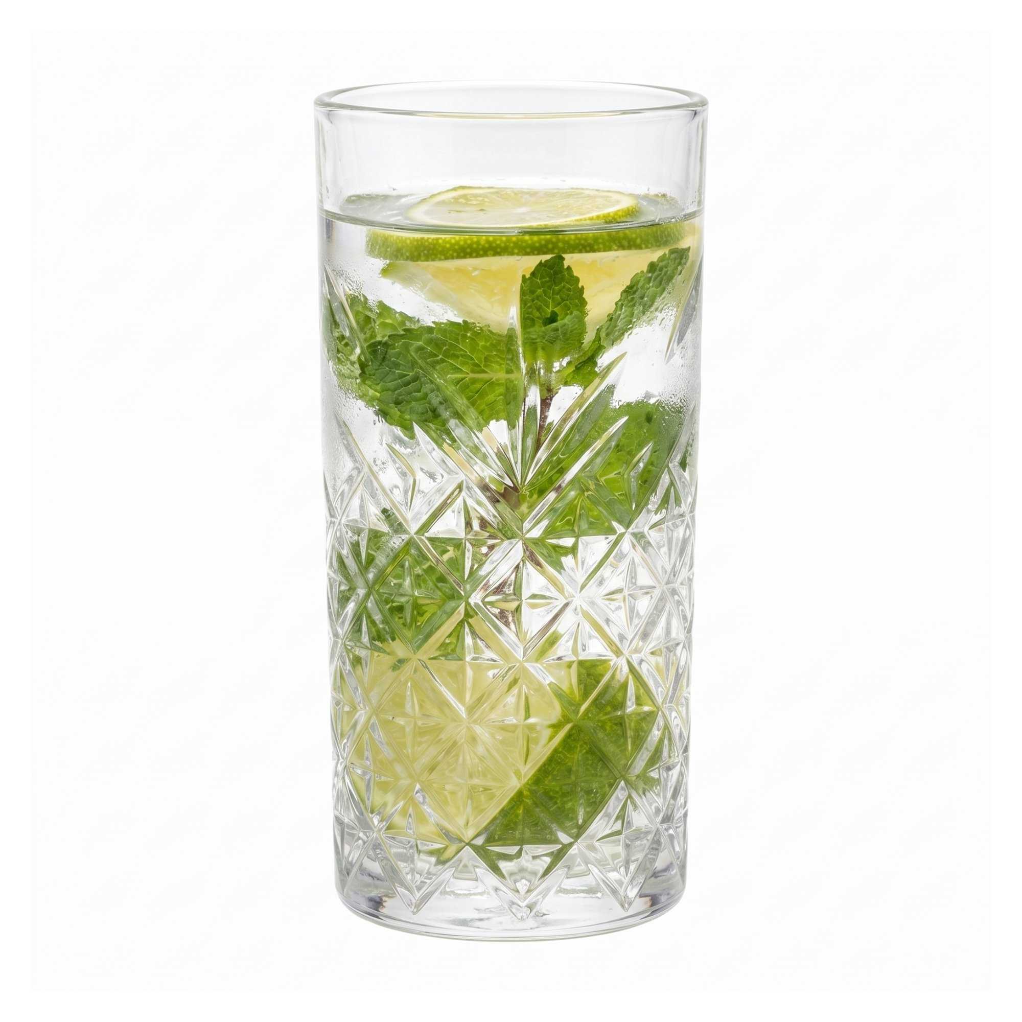 Timeless 10 oz Highball Glass - Etched - 2 1/2" x 2 1/2" x 5 1/2" - 6 count box