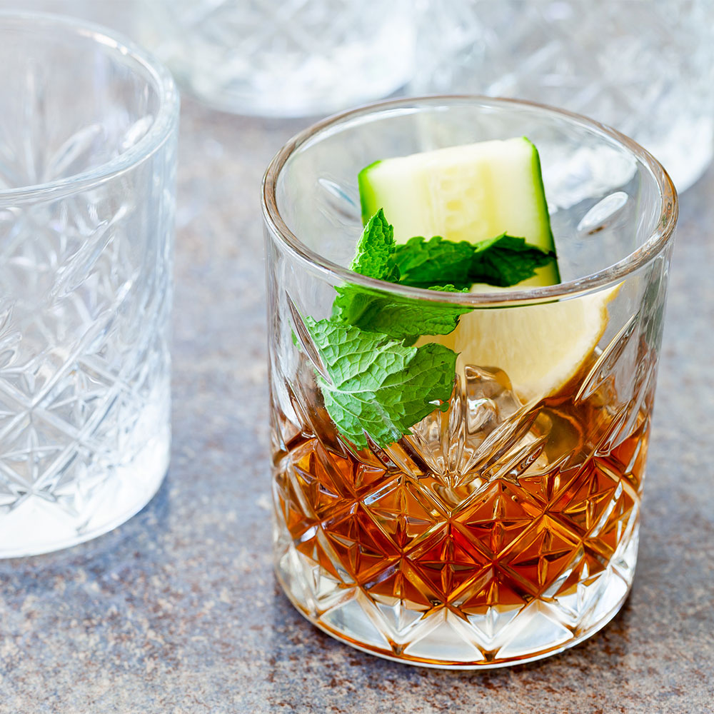 Timeless 12 oz Double Old Fashioned Glass - Etched - 3 1/4" x 3 1/4" x 3 3/4" - 6 count box