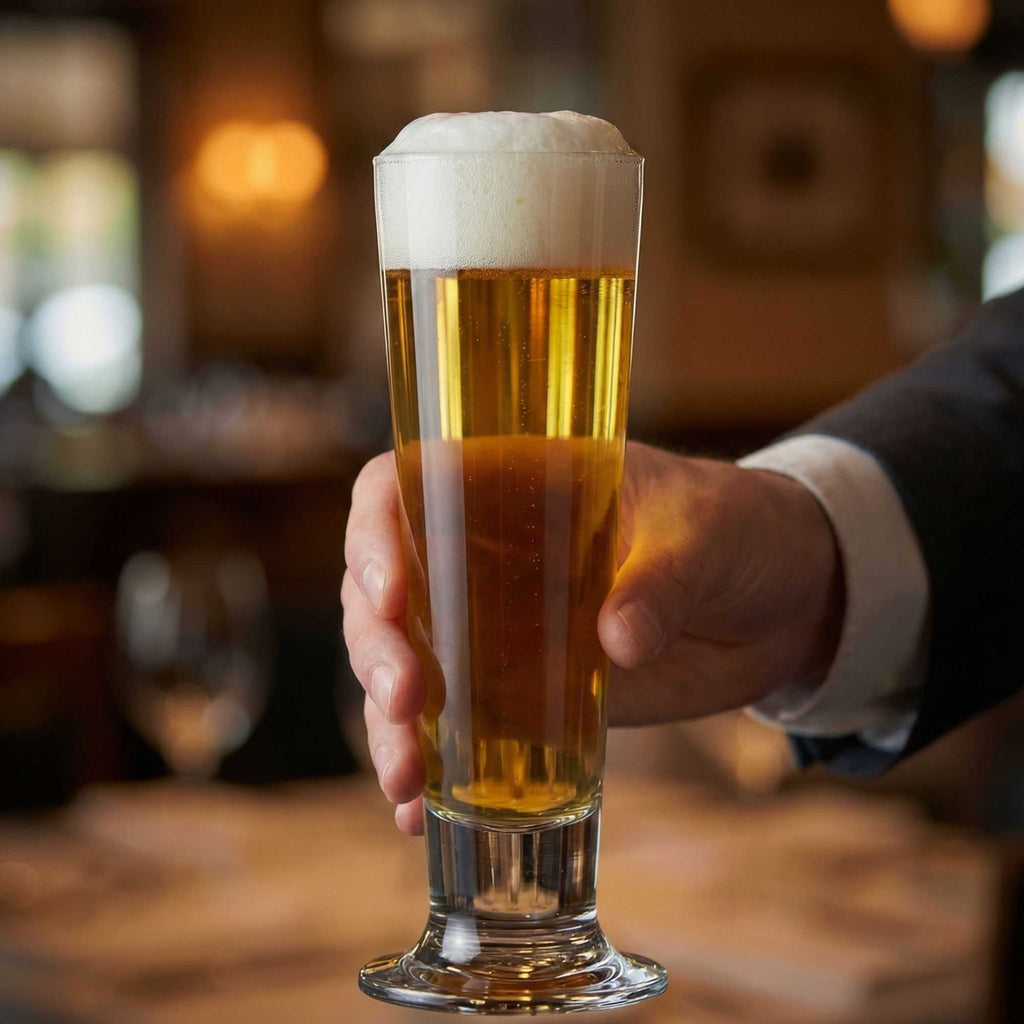 Bev Tek 14 oz Pilsner Glass - Tall-Footed - 2 1/2" x 2 1/2" x 9 1/2" - 12 count box