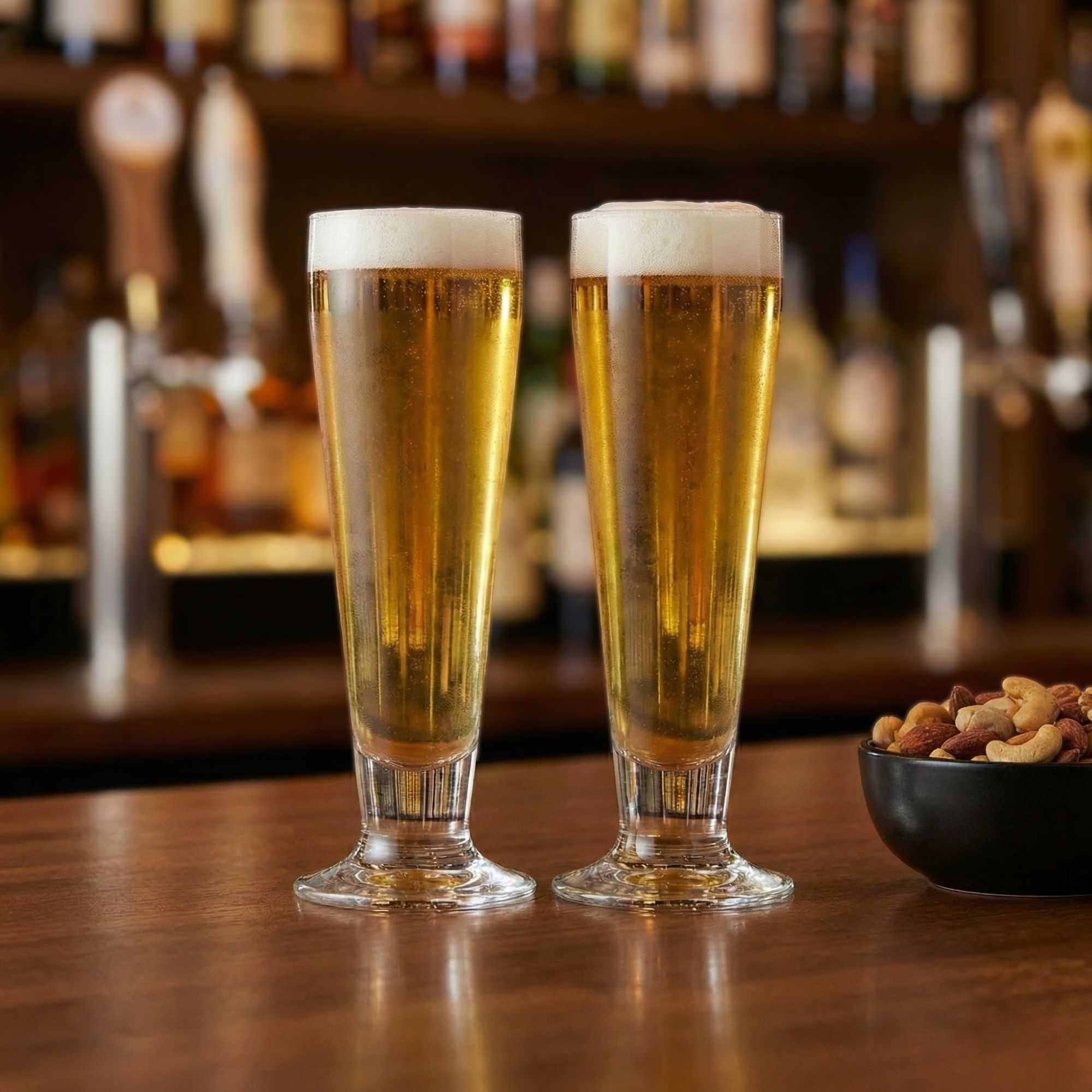 Bev Tek 14 oz Pilsner Glass - Tall-Footed - 2 1/2" x 2 1/2" x 9 1/2" - 6 count box