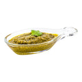 Mini Serve 2 oz Glass Leaf Mini Tasting Dish - Etched, with Handle - 4 3/4" x 2 1/4" x 1" - 6 count box