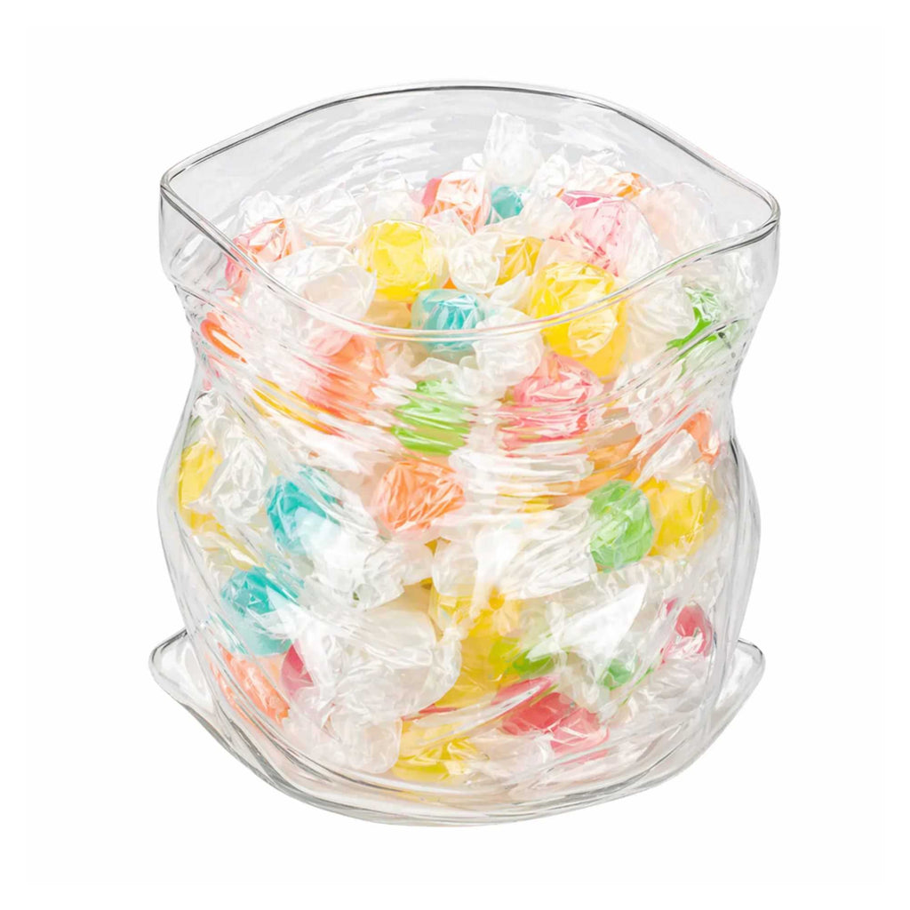 Vetri 22 oz Round Clear Glass Unzipped Bag Bowl - 4 3/4" x 4" x 4 1/2" - 1 count box