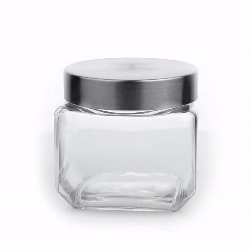 Vetri 20 oz Glass Storage Jar - with Lid, Chalkboard Label - 3 1/2" x 3 1/2" x 4 1/4" - 1 count box