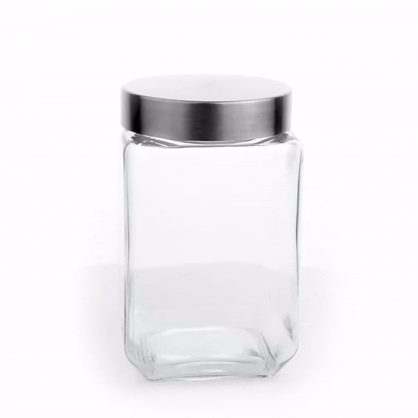 Vetri 58 oz Glass Storage Jar - with Lid, Chalkboard Label - 3 1/2" x 3 1/2" x 7 1/4" - 1 count box