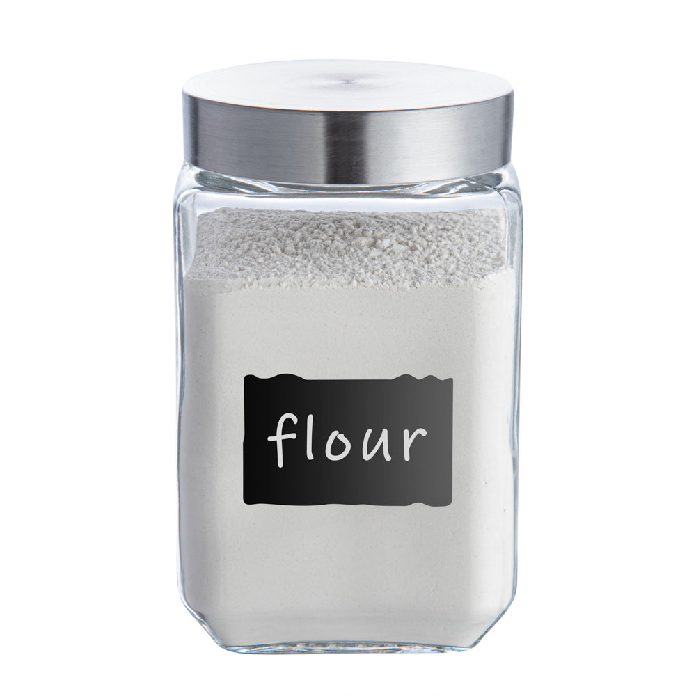 Vetri Glass 3-Piece Storage Jar Set - with Lid, Chalkboard Label - 1 count box