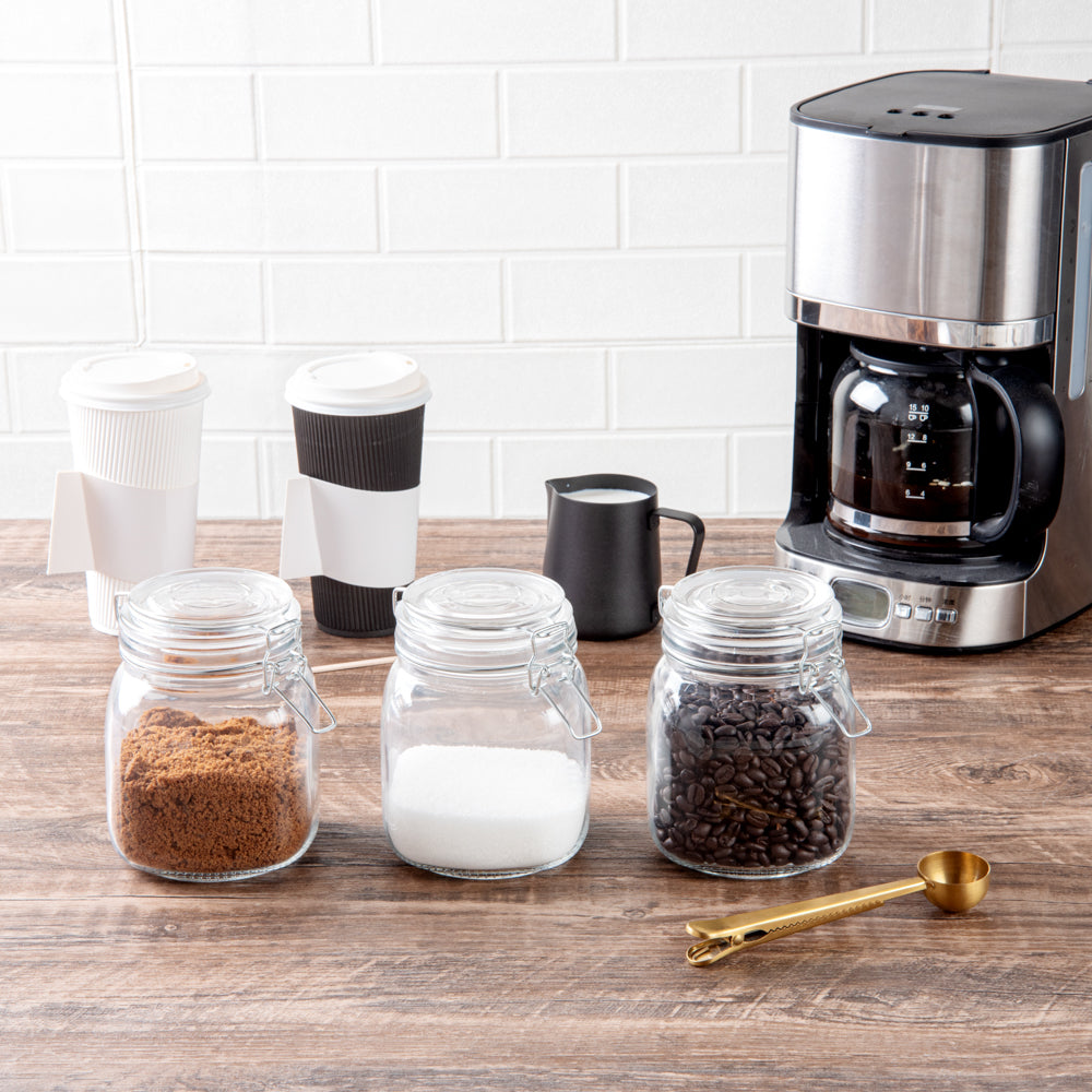 Vetri Glass 3-Piece Storage Jar Set - with Wood Holder - 1 count box
