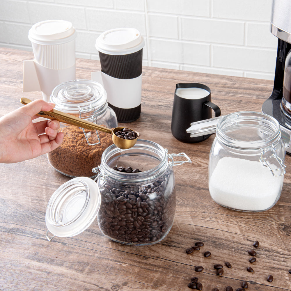 Vetri Glass 3-Piece Storage Jar Set - with Wood Holder - 1 count box
