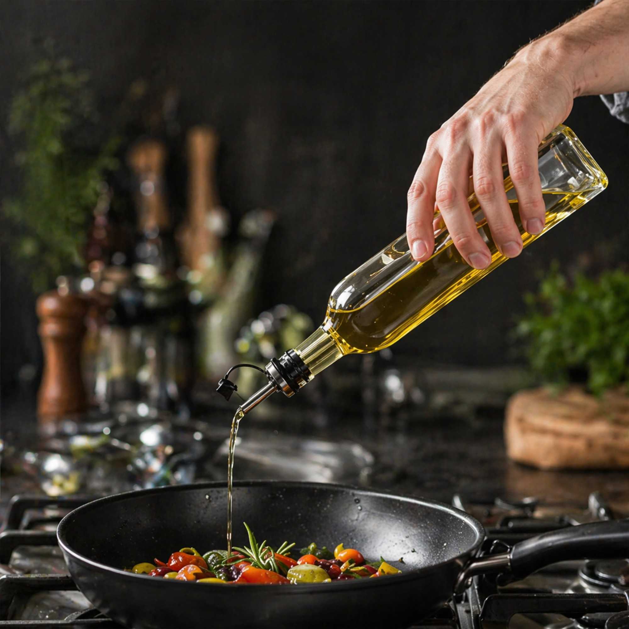 Chef 101 17 oz Glass Olive Oil Dispenser - with Stopper Spout, Funnel Kit - 2 1/4" x 2 1/4" x 12 1/2" - 1 count box