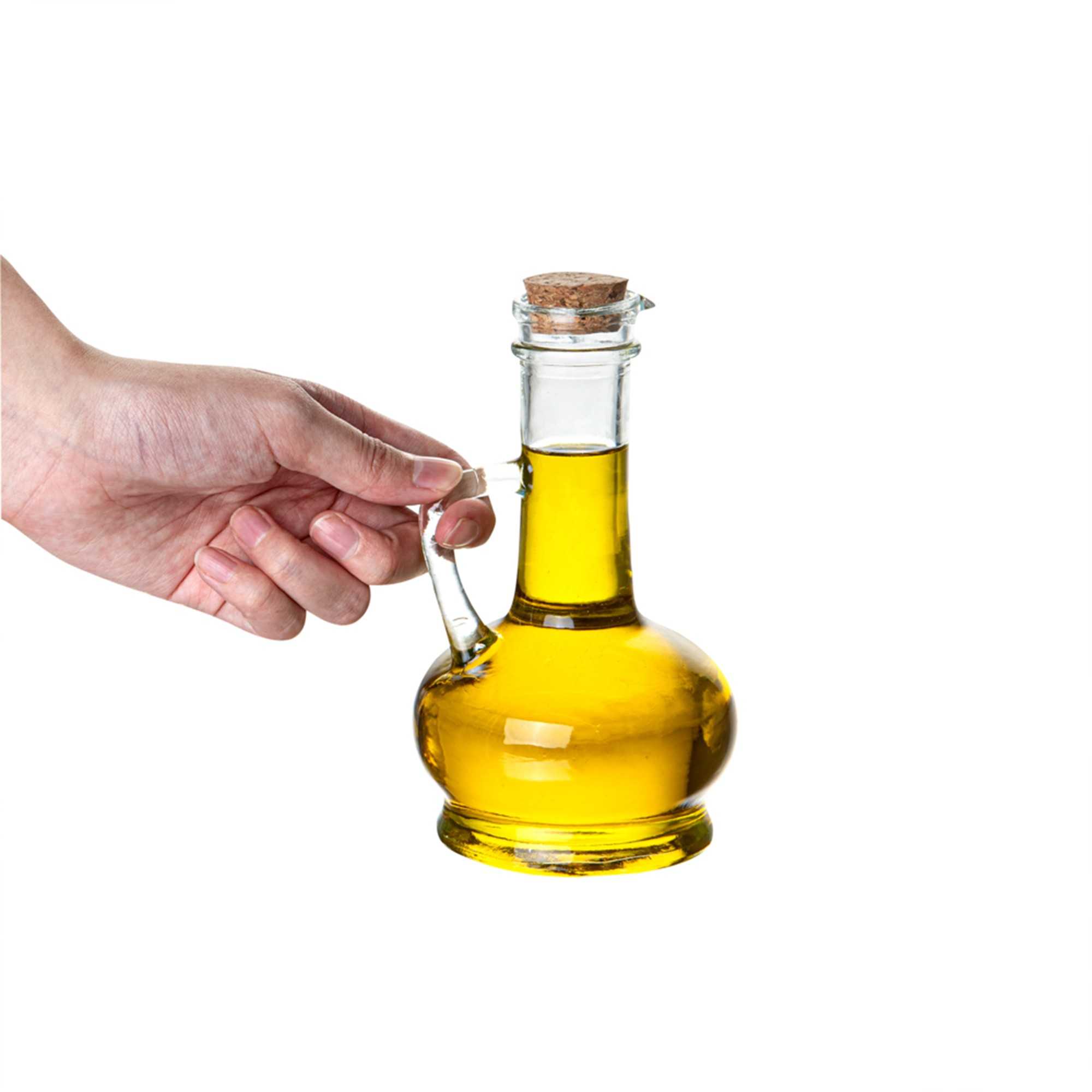 Chef 101 8 oz Glass Elegant Olive Oil Dispenser - with Cork Lid - 3 1/2" x 3 1/2" x 6 1/2" - 1 count box