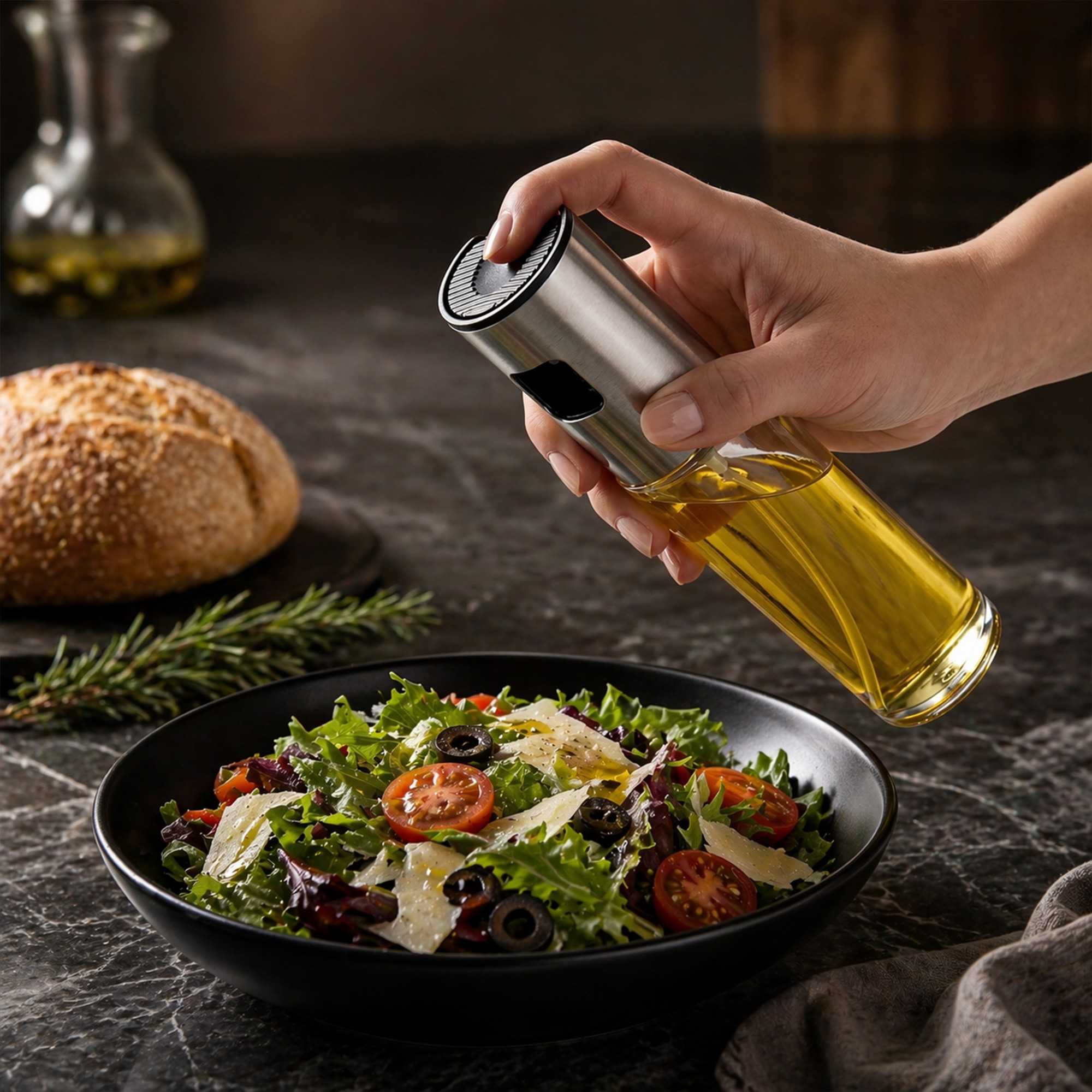 Chef 101 3 oz Glass Oil Sprayer - 1 3/4" x 1 3/4" x 7 1/4" - 1 count box