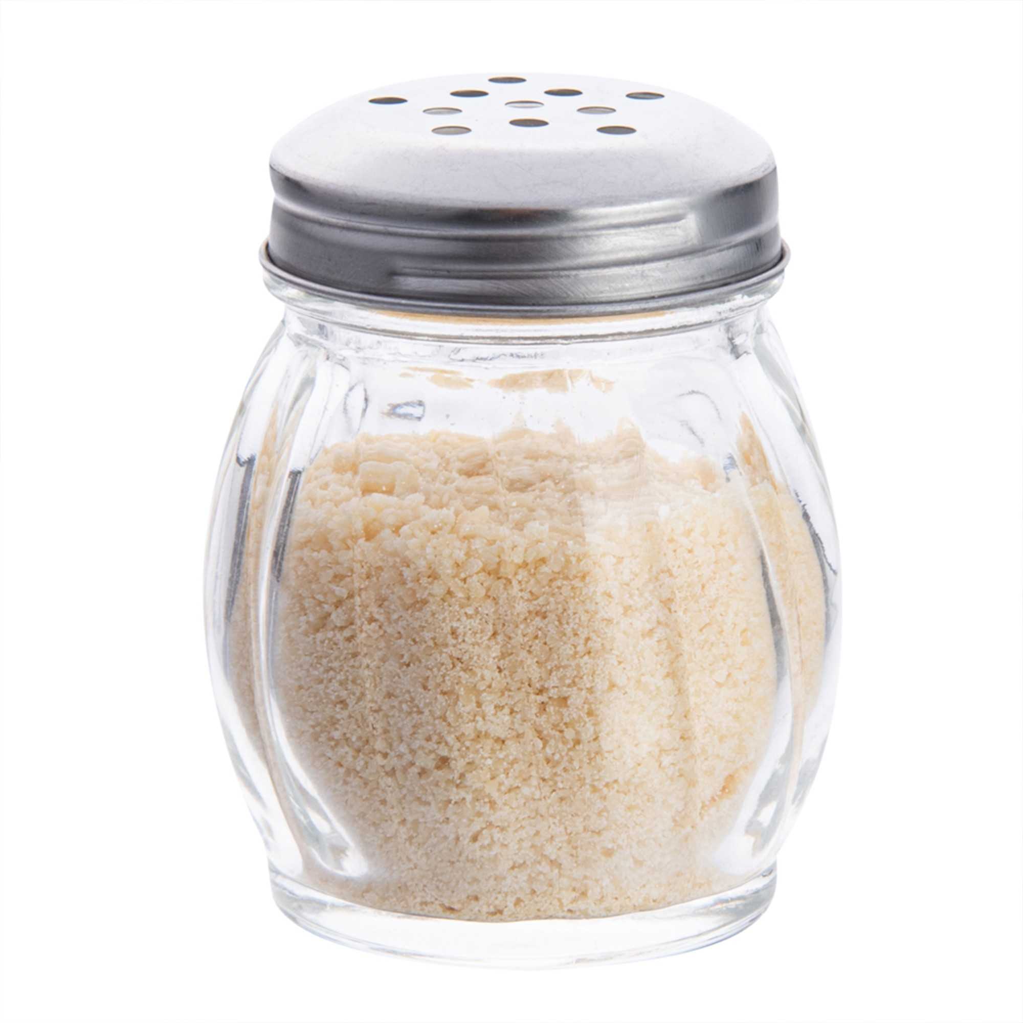 Chef 101 6 oz Glass Cheese Shaker - with Perforated Lid - 2 1/2" x 2 1/2" x 3 1/4" - 1 count box