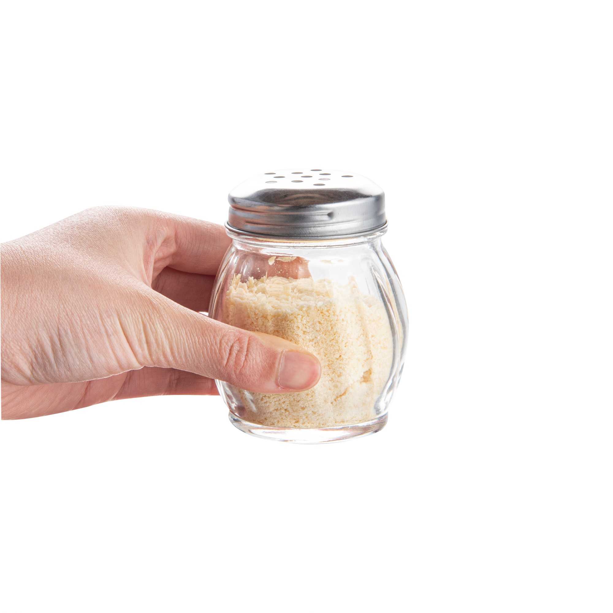 Chef 101 6 oz Glass Cheese Shaker - with Perforated Lid - 2 1/2" x 2 1/2" x 3 1/4" - 1 count box