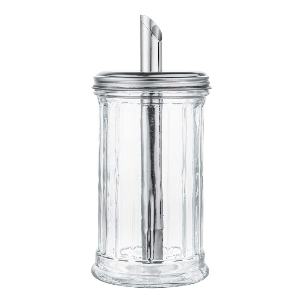 Chef 101 11 oz Glass Sugar Pourer - with Spout Lid - 3" x 3" x 7" - 1 count box