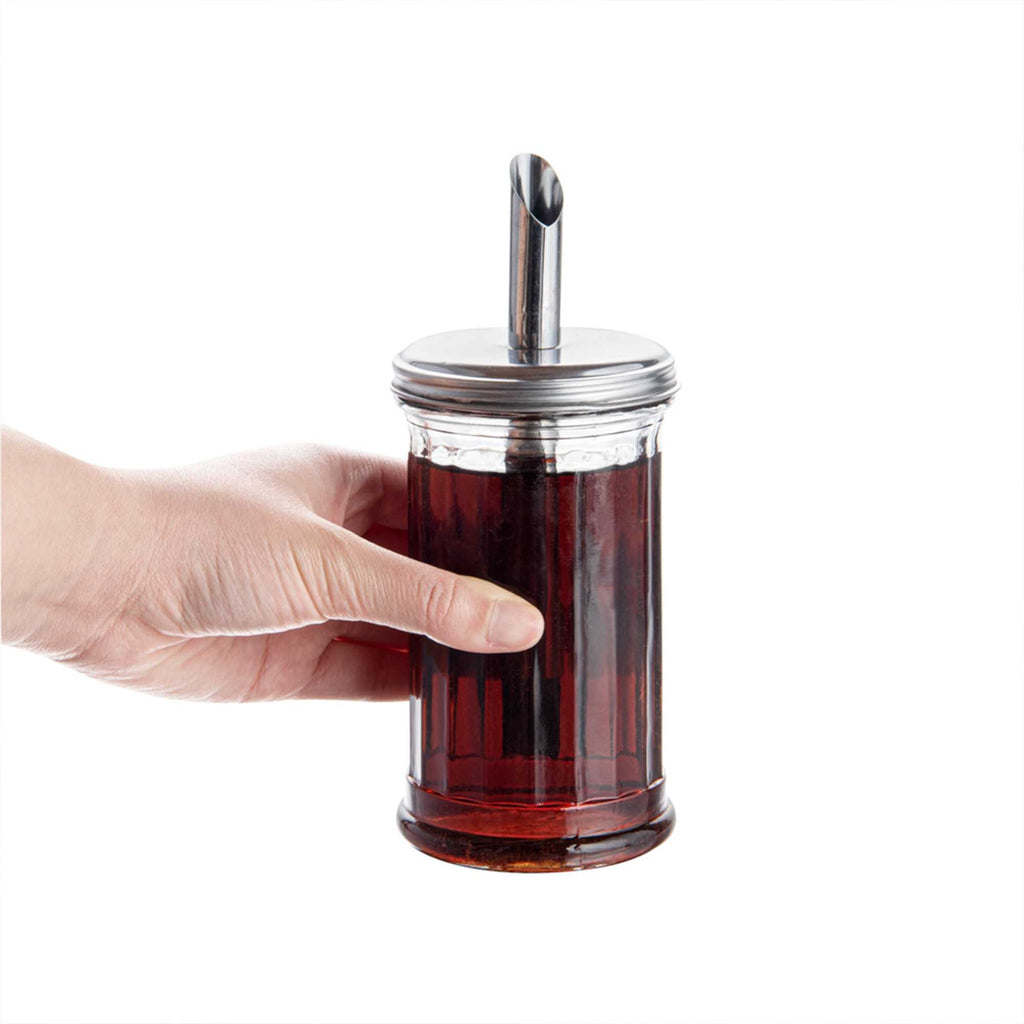 Chef 101 11 oz Glass Sugar Pourer - with Spout Lid - 3" x 3" x 7" - 1 count box