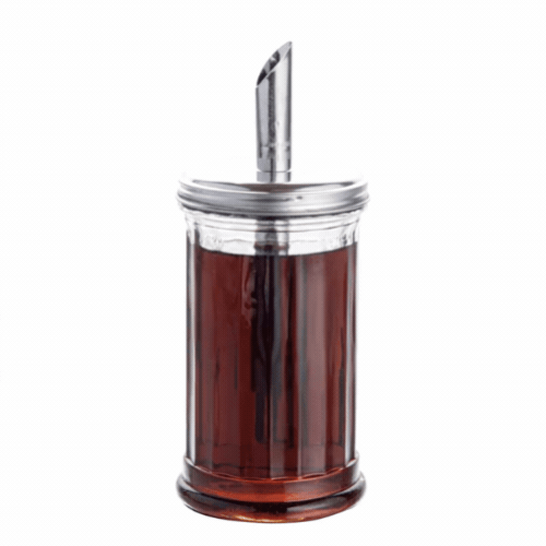 Chef 101 11 oz Glass Sugar Pourer - with Spout Lid - 3" x 3" x 7" - 1 count box