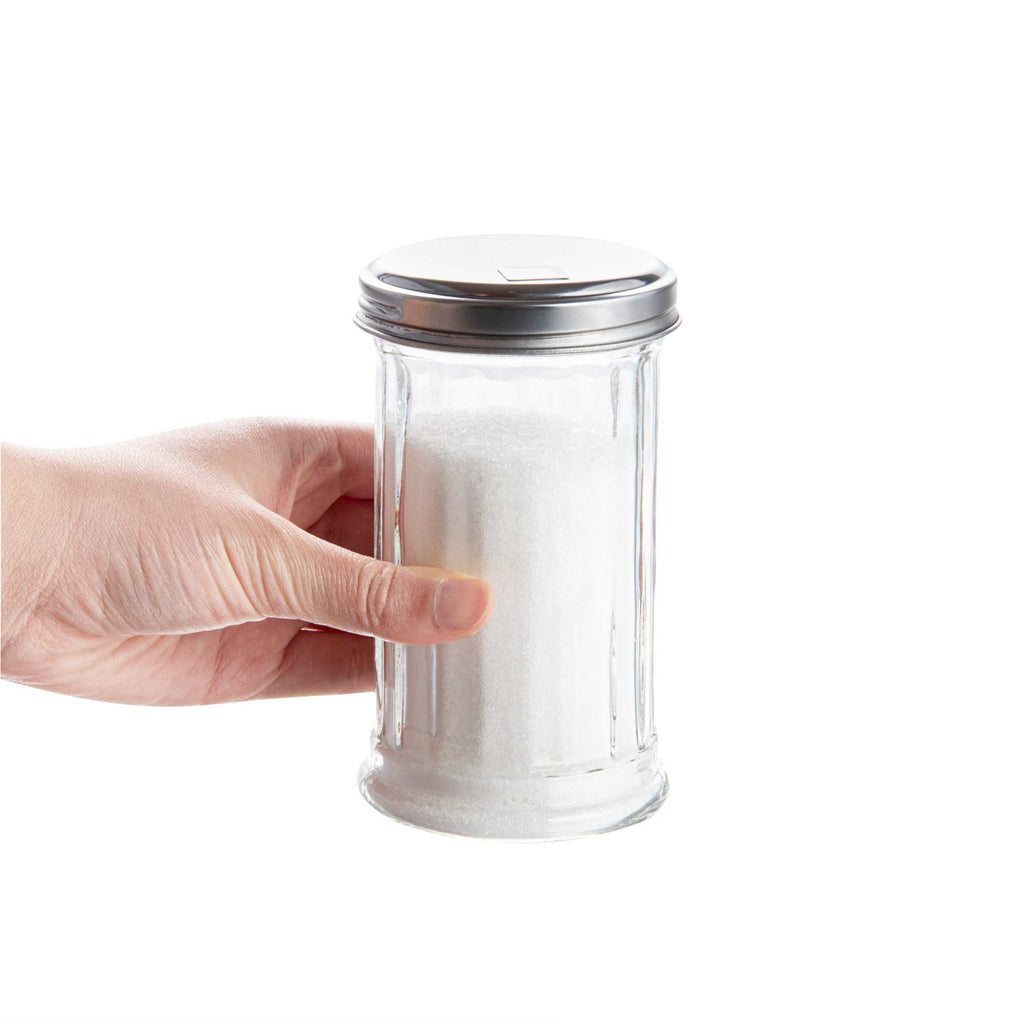 Chef 101 11 oz Glass Sauce / Sugar Pourer - with Flip Lid - 3" x 3" x 7" - 1 count box