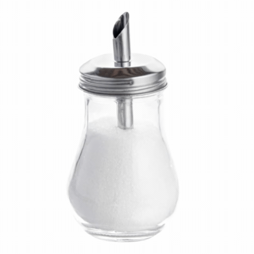 Chef 101 6 oz Glass Sauce / Sugar Pourer - with Spout Lid - 2 3/4" x 2 3/4" x 5 1/4" - 1 count box