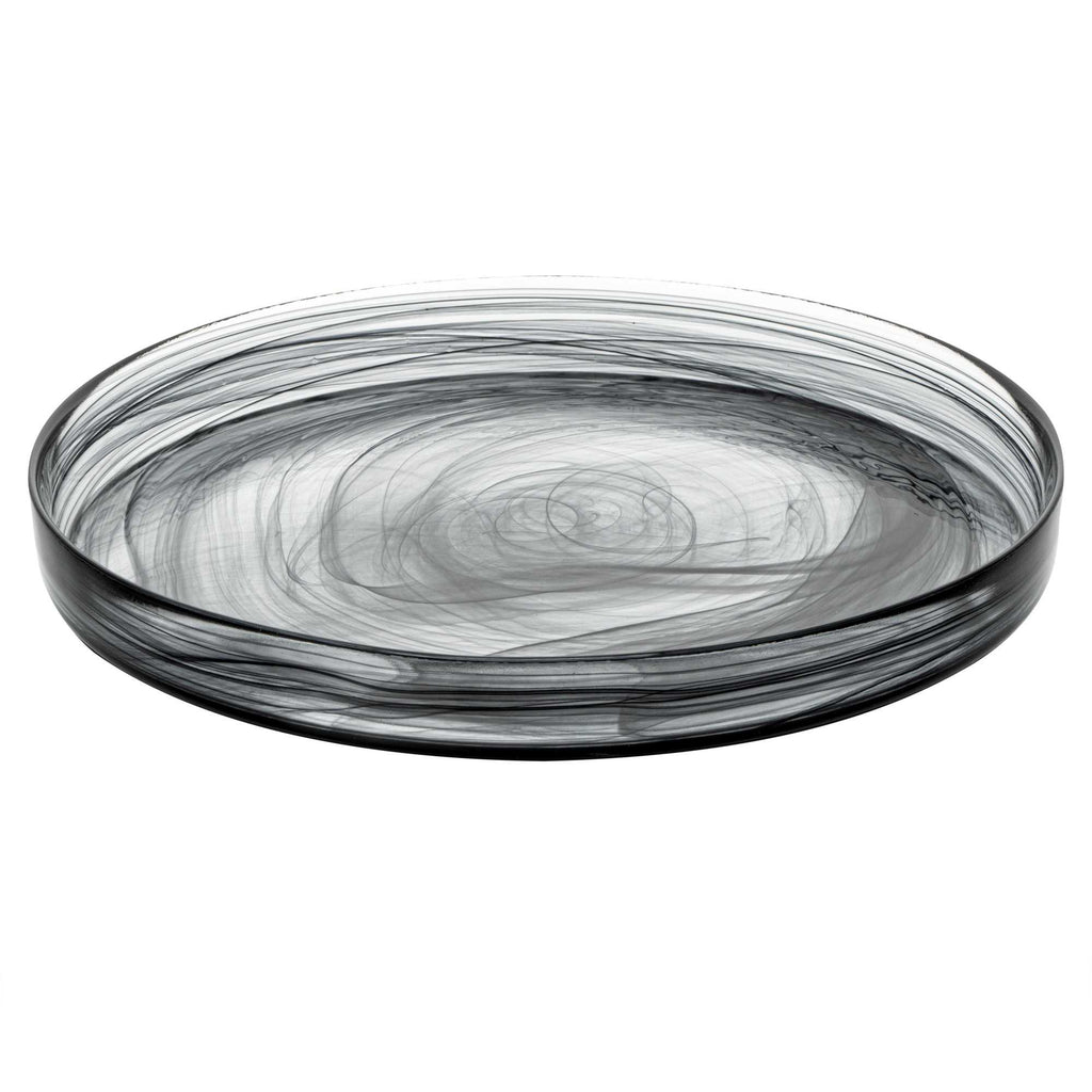Vetri Round Black Glass Alabaster Plate - 11" x 11" x 1 1/4" - 1 count box