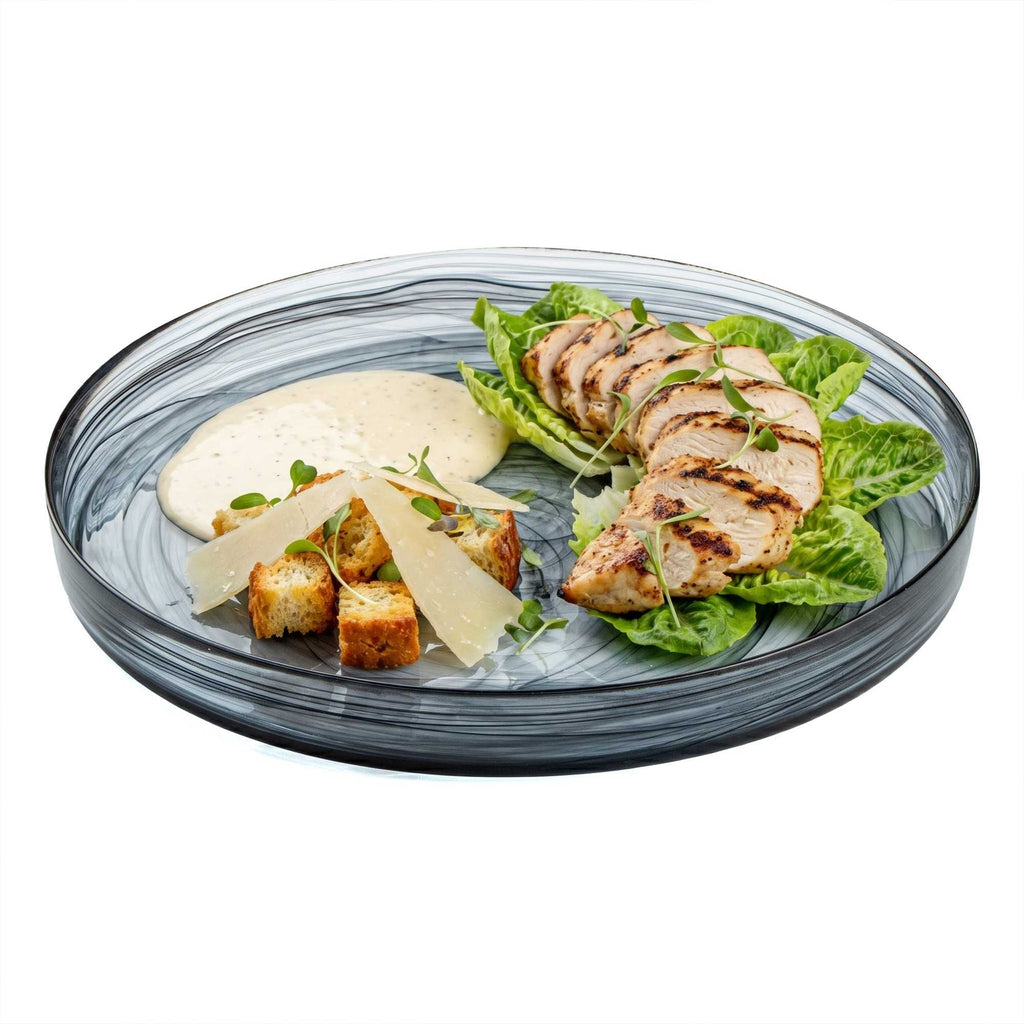 Vetri Round Black Glass Alabaster Plate - 11" x 11" x 1 1/4" - 1 count box