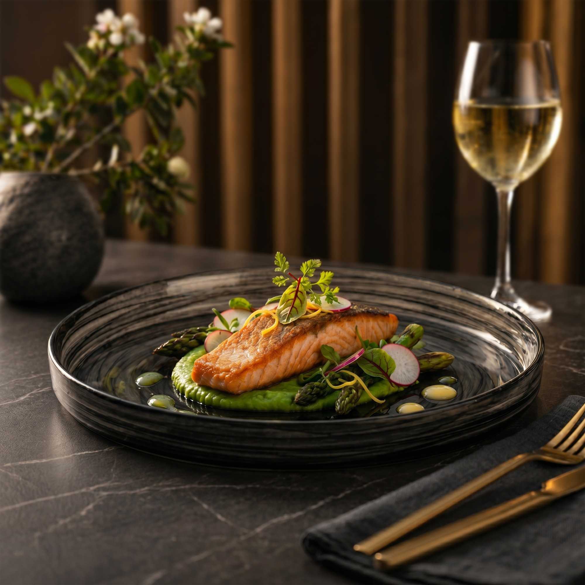 Vetri Round Black Glass Alabaster Plate - 11" x 11" x 1 1/4" - 1 count box