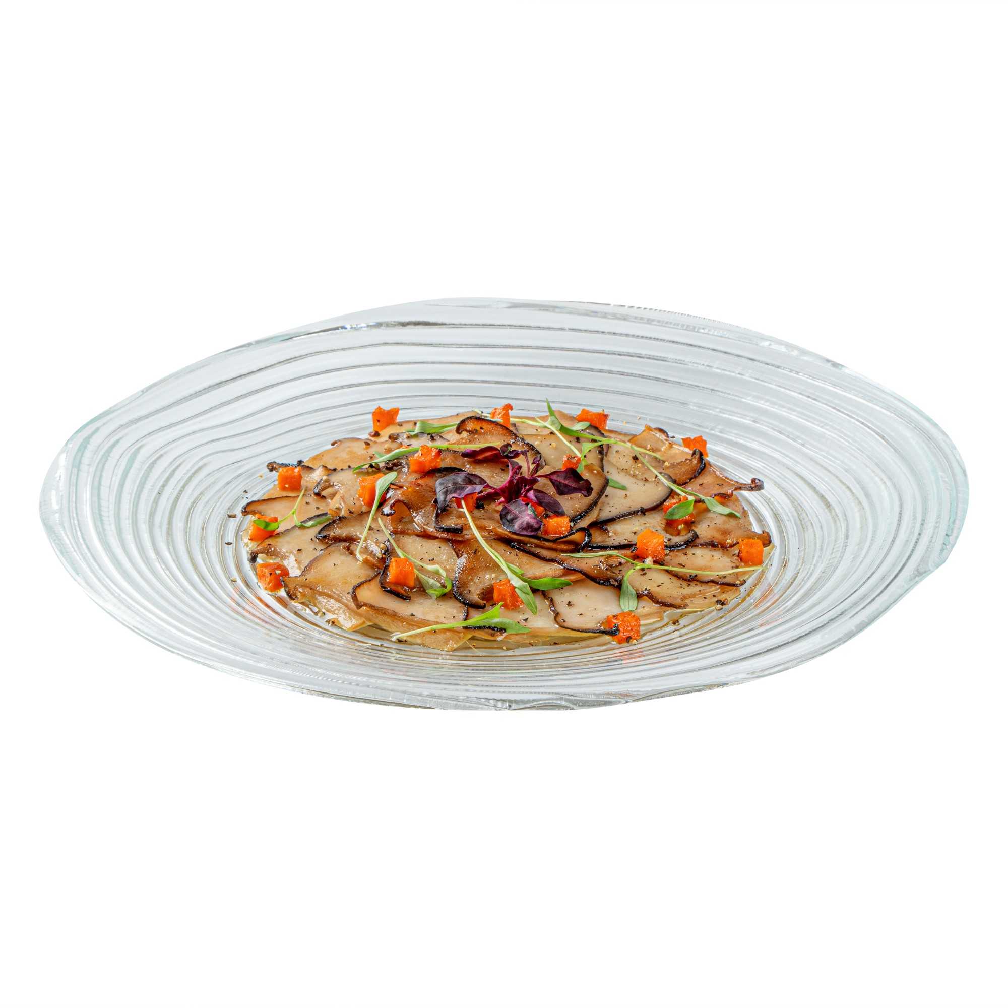 Vetri Round Clear Glass Swirl Plate - 9 1/2" x 9 1/2" x 3/4" - 1 count box