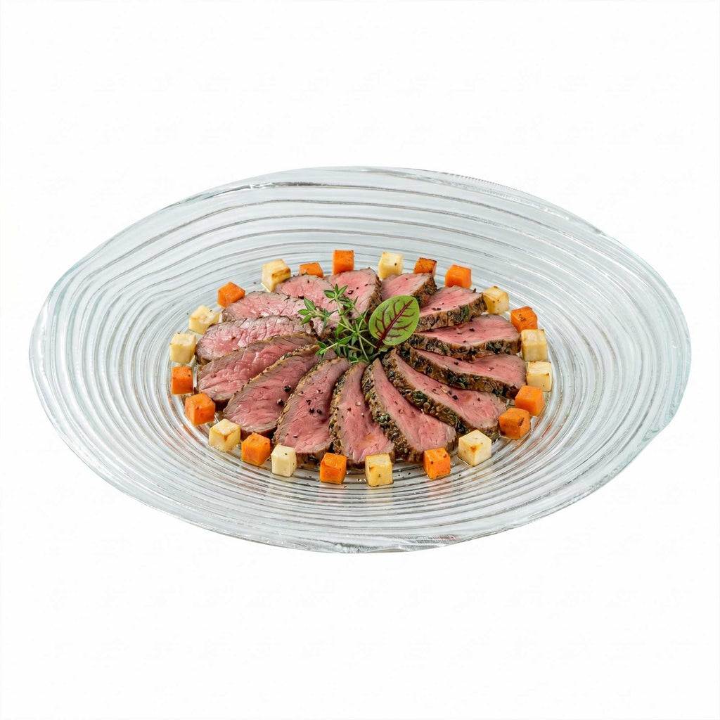 Vetri Round Clear Glass Swirl Plate - 9 1/2" x 9 1/2" x 3/4" - 1 count box