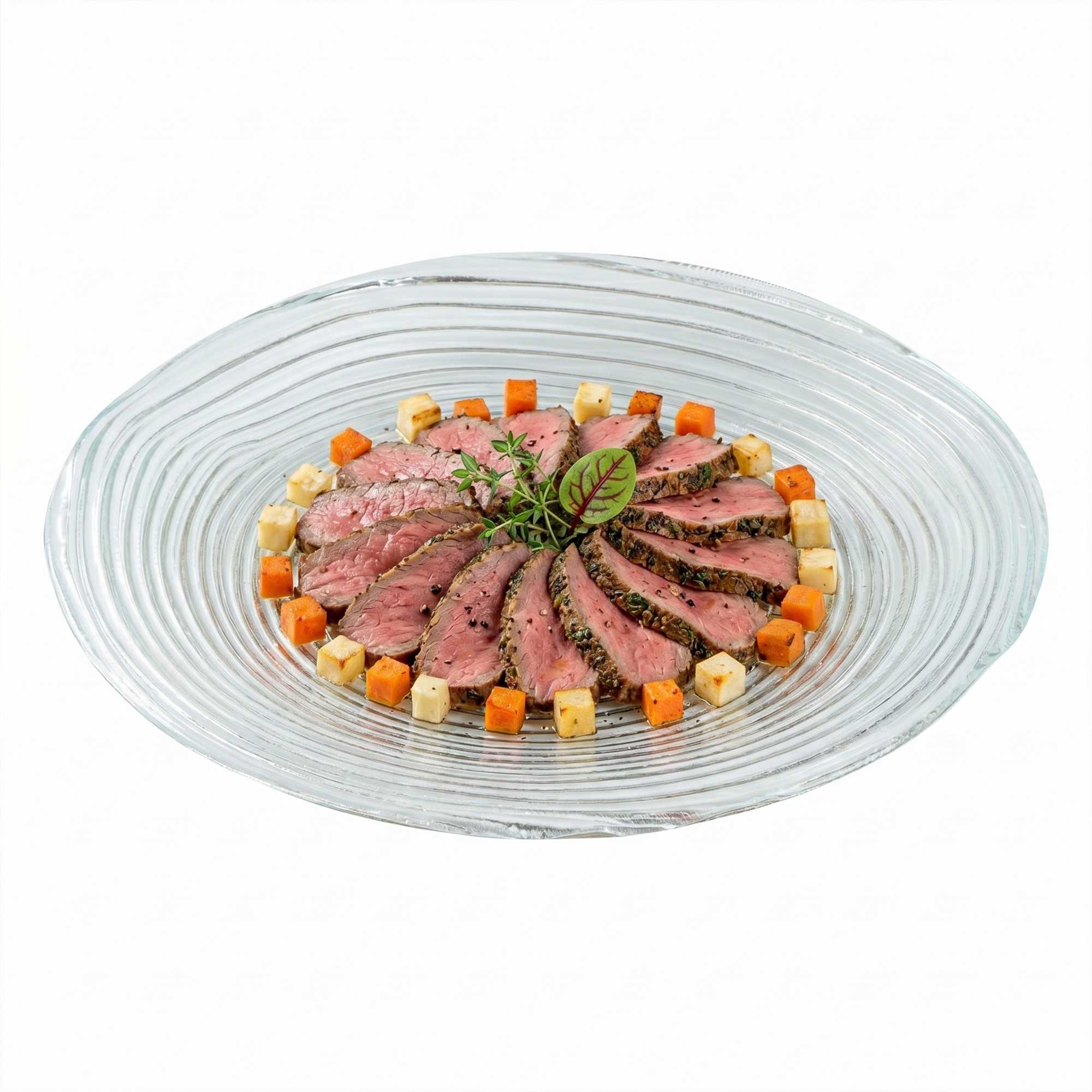 Vetri Round Clear Glass Swirl Plate - 9 1/2" x 9 1/2" x 3/4" - 1 count box