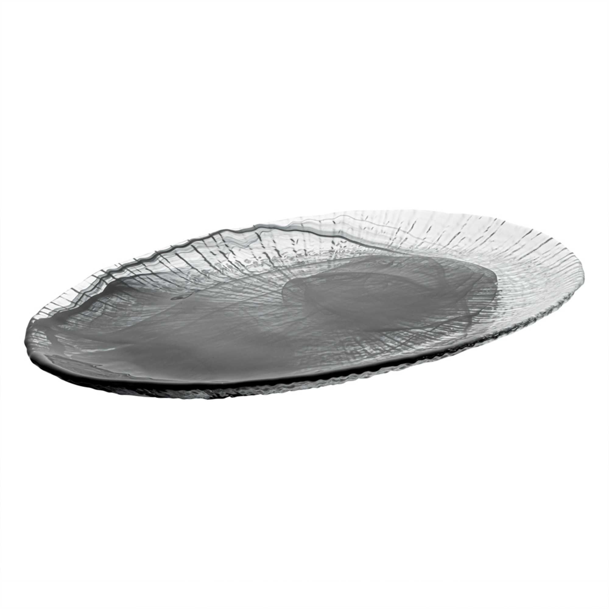 Vetri Oval Black Glass Focus Serving Plate - 15" x 9 3/4" x 1 1/4" - 1 count box