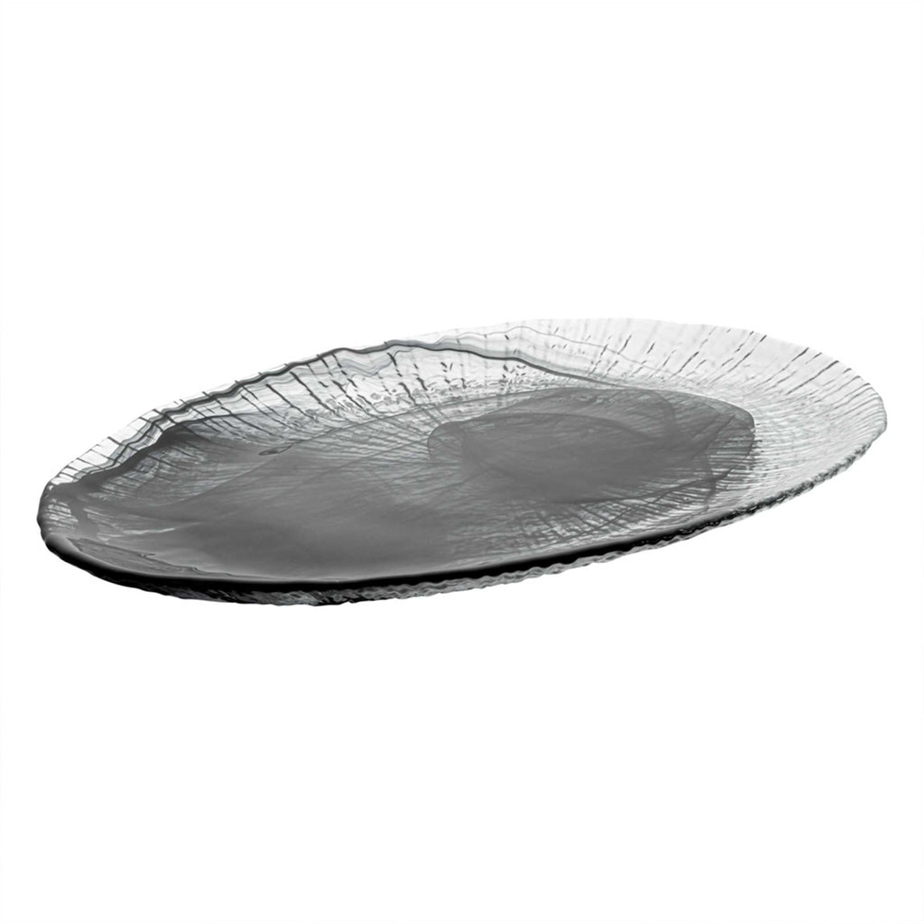 Vetri Oval Black Glass Focus Serving Plate - 15" x 9 3/4" x 1 1/4" - 6 count box